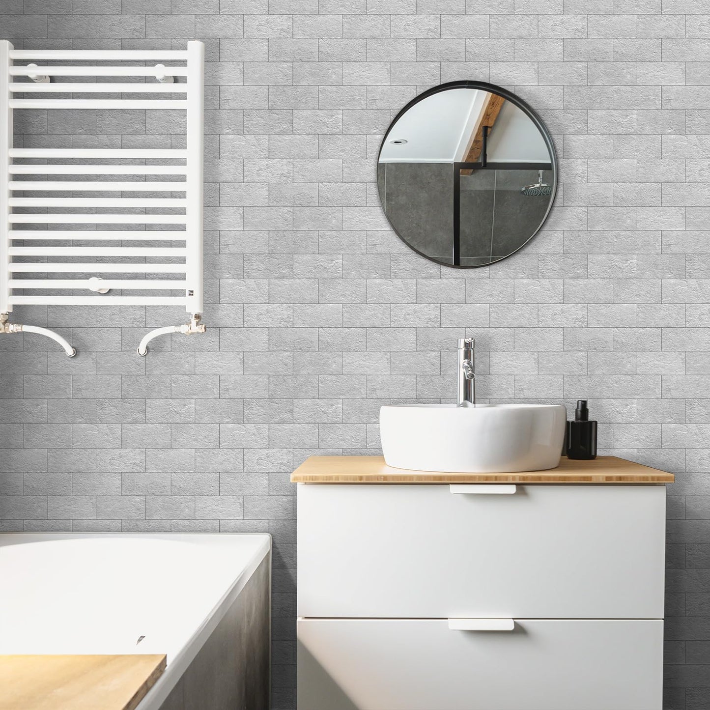 DEWOO Pack of 20 Wall Tiles, Wall Panels, Metro Tiles, Kitchen Splashback, Wall Plate, Self-Adhesive Tiles, Grey, Kitchen, Bathroom, (34 x 29 cm)