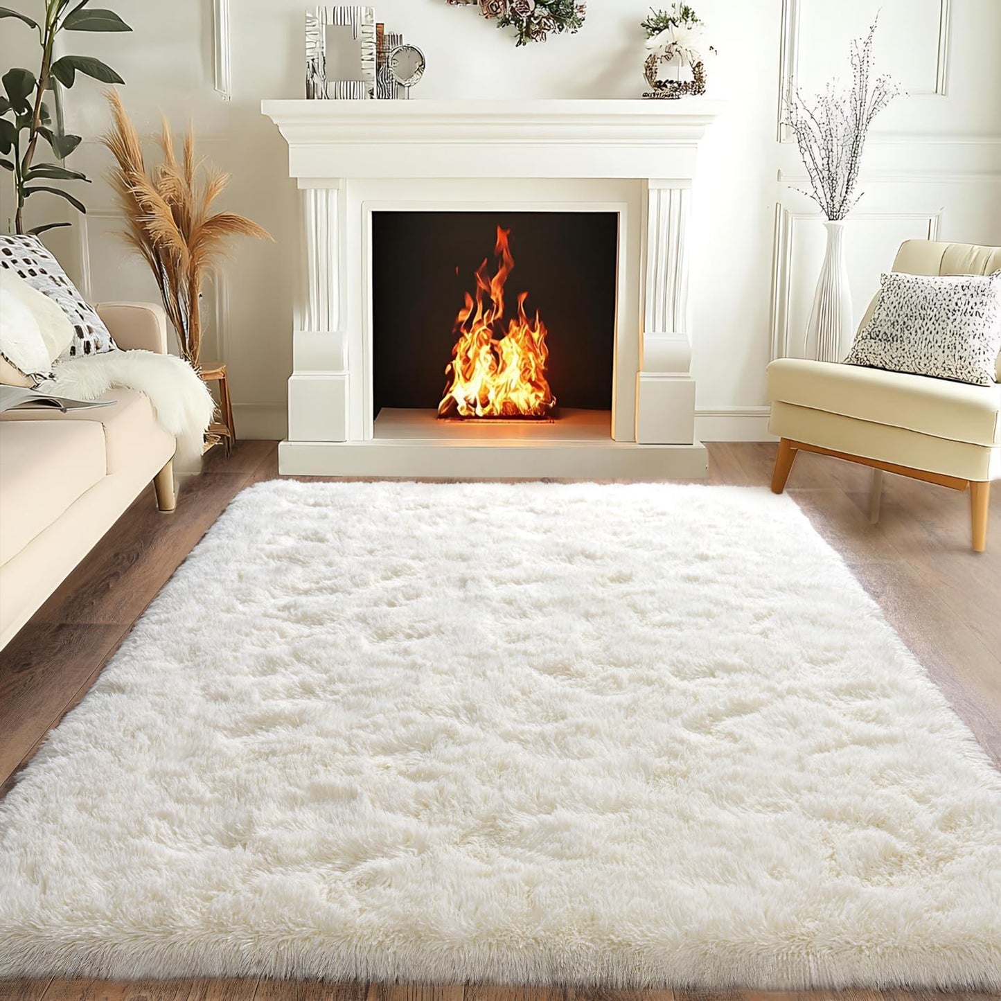 BSGIFT High Pile Rug, Grey, 160 x 230 cm, Shaggy Long Pile Fluffy Rug, Living Room, Modern Living Room Rug, Bed Rug, High-Pile Carpet, Non-Slip for Bedroom, Children's Room