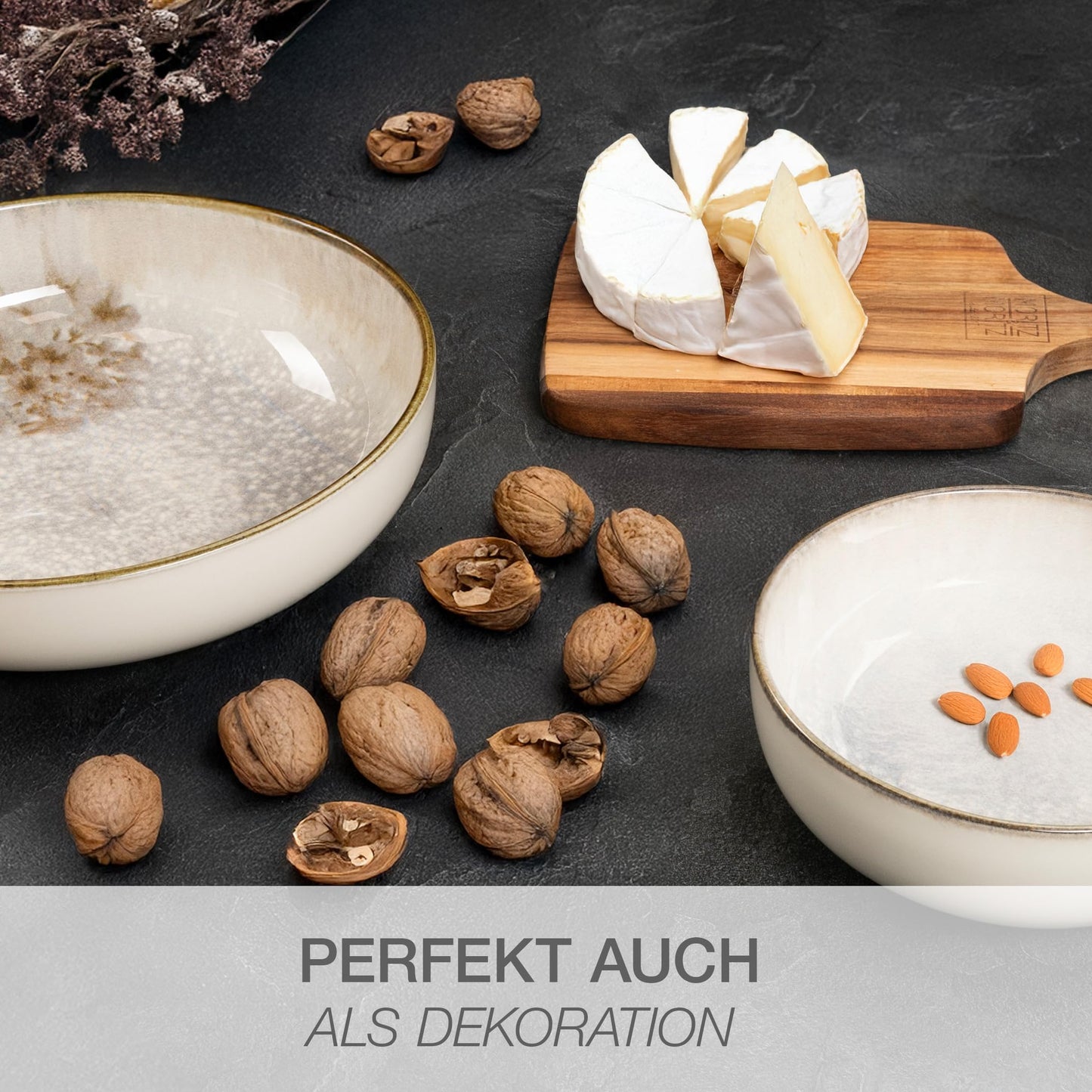 Moritz & Moritz BLOSSOM 18-Piece Crockery Set for 6 People, Elegant Plate Set Made of High-Quality Porcelain with Floral Design, Crockery Set of 6 x Dinner Plates, 6 x Dessert Plates, 6 x Soup Plates