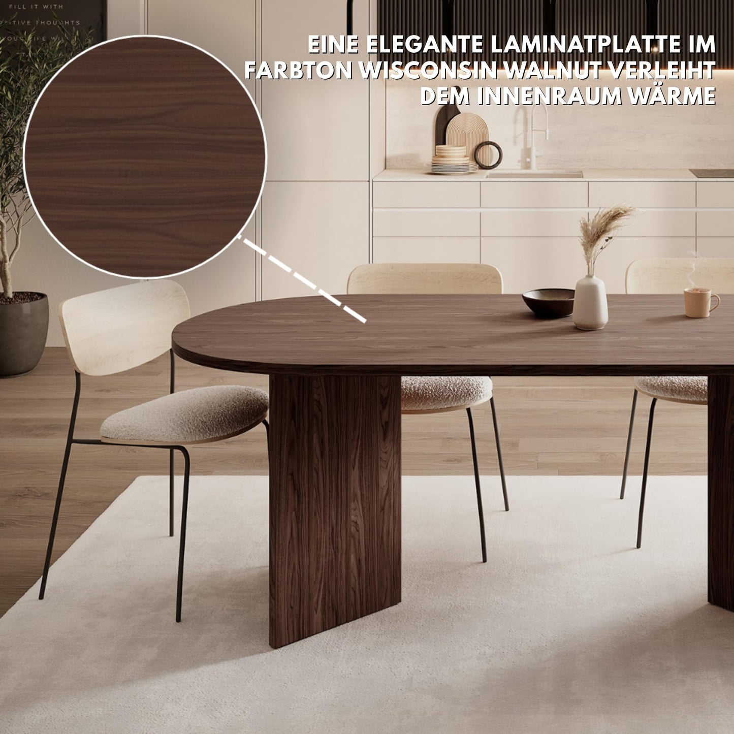 Selsey Esstisch Esszimmertisch Tisch Oval 90 x 204 cm Küchentisch OVO Wisconsin Walnuss