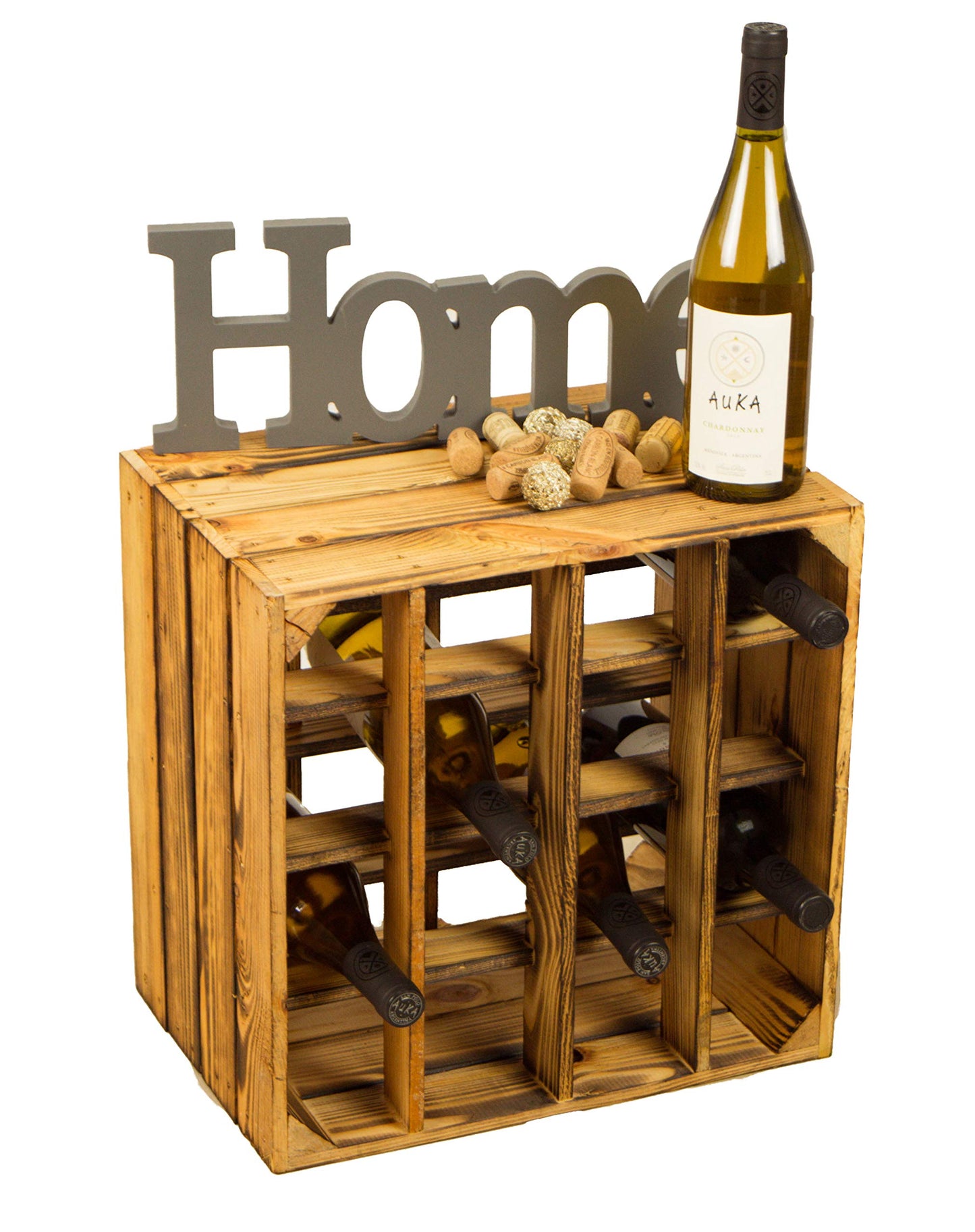 Kistenkolli Altes Land Weinregal 16er weiß/Natur/geflammt Maße 40x40x27cm Regalkiste Flaschenablage Weinregal Apfelkiste/Weinkiste (Weinregal 16er weiß)