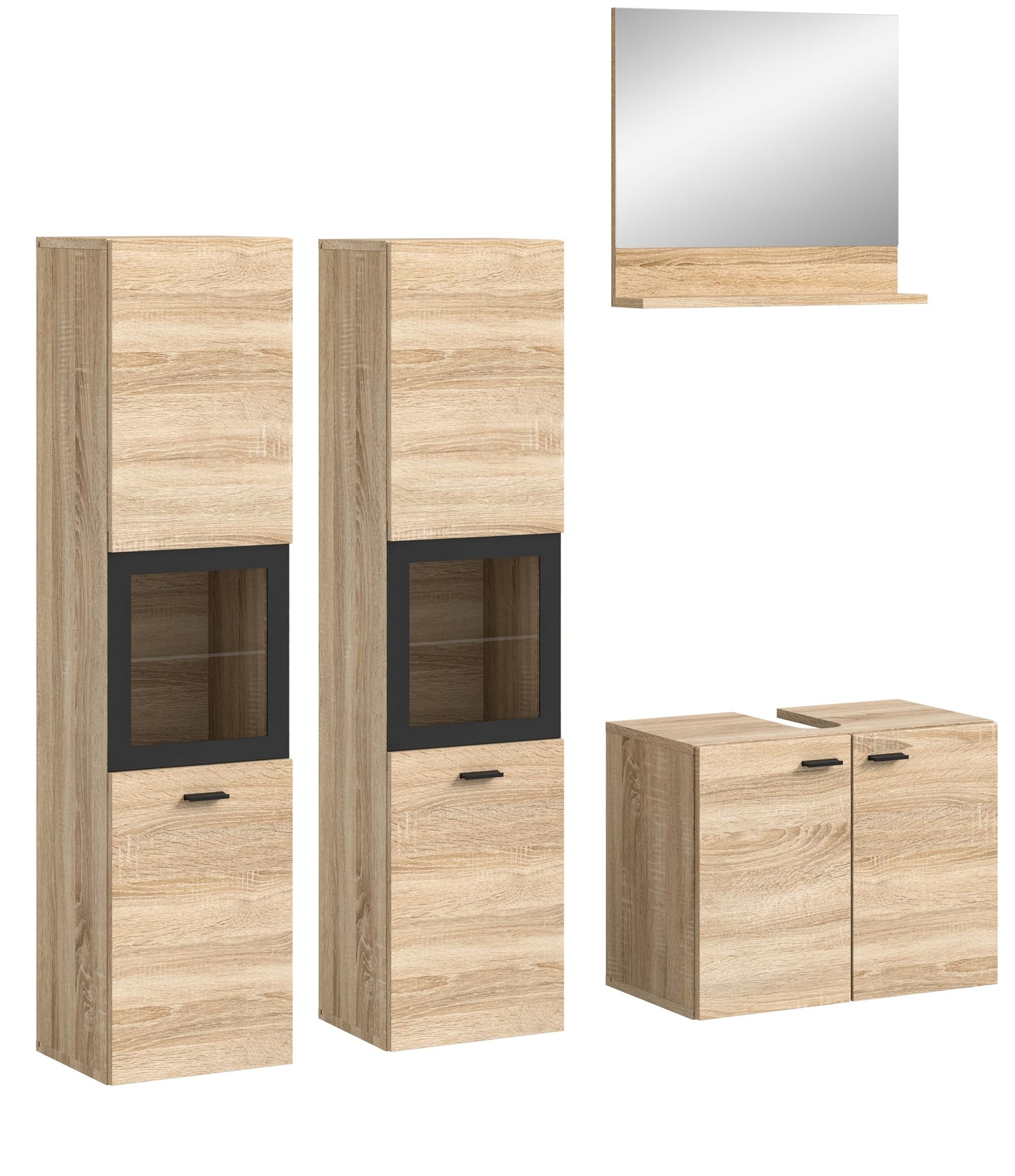 Boston Bathroom Cabinet, Standing Wall Cabinet, Hanging Cabinet, Wall Cabinet, Sonoma Oak Wood, Approx. 30 x 80 x 29 cm, Floor Standing/Hanging Mountable