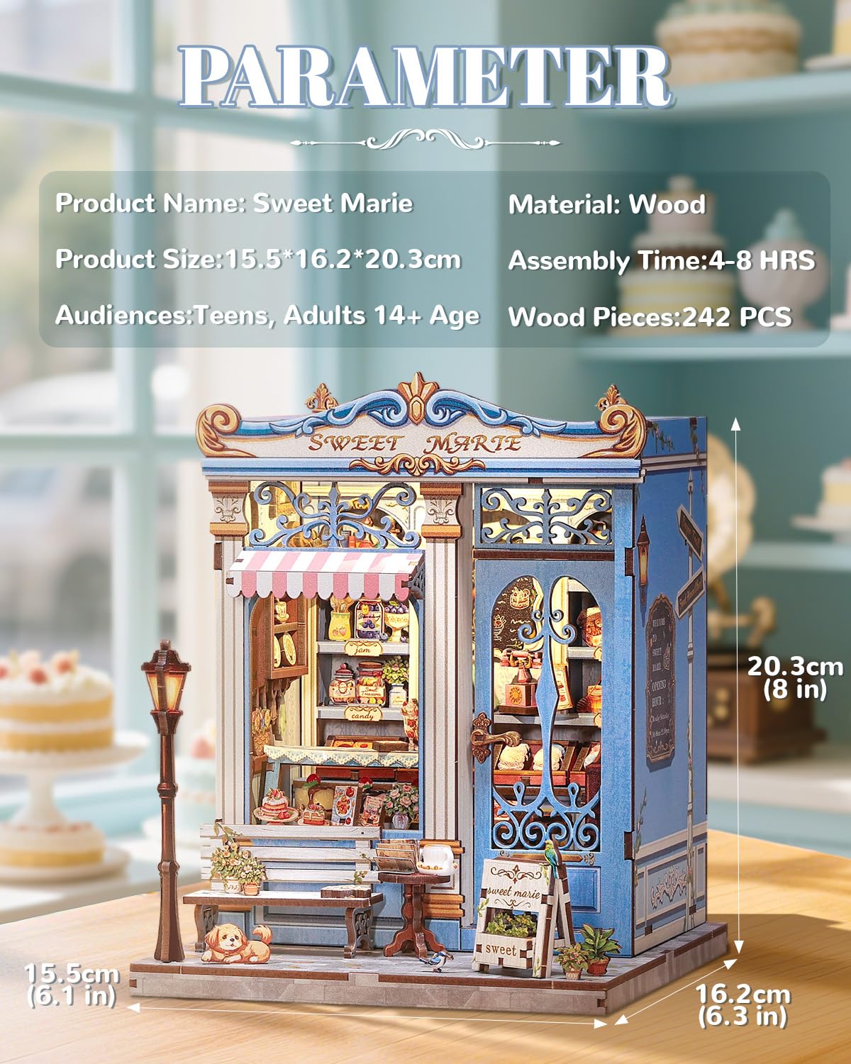 Endless Limit DIY Miniatur Haus Bausatz für Erwachsene,Puppenhaus Gewächshaus mit LED Licht,3D Puzzle Buchstütze aus Holz Modellbausatz Bastelset Bücherregal Deko Geschenken (Rose Garden Tea House)