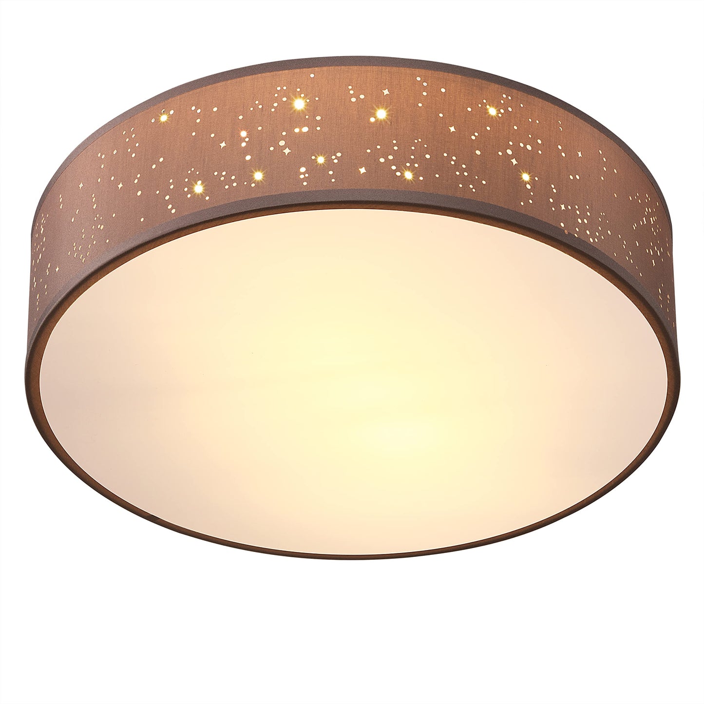 MONZANA® Ceiling Light Starry Sky Living Room Bedroom E27 Grey Round 38 cm Fabric Shade 2 Bulbs 40 W Kitchen Lamp Ceiling Light Fabric Ceiling Lamp