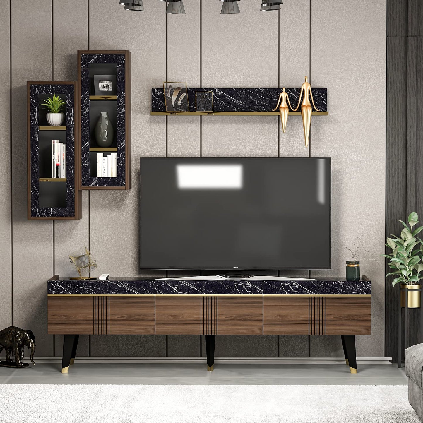 Homidea KARYA Coffee Table - Sofa Table - Living Room Table - Side Table in Elegant and Modern Design (Coffee Table - Beige/Marble)