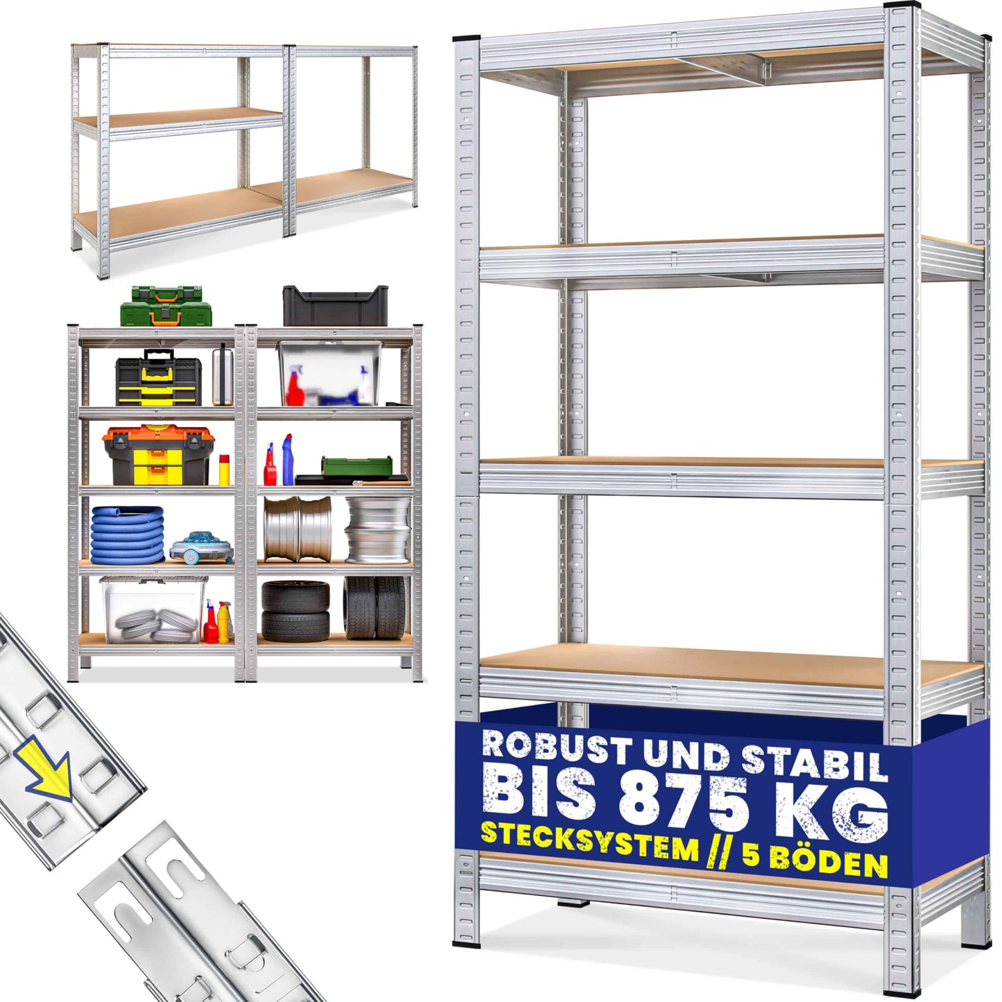 Monzana® Heavy Duty Shelving Unit 160 x 90 x 40 cm 700 kg 4 MDF Shelving Unit Storage Shelving Basement Shelving Workshop Shelving Unit