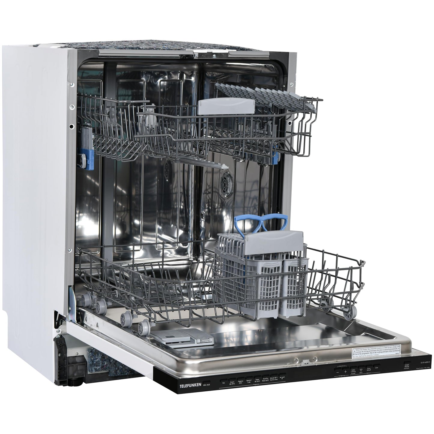 Telefunken Dishwasher Fully Integrated | Built-in Dishwasher 60 cm | 12 Place Settings | 9 Programmes | AquaStop - Protection Against Water Damage | Auto Door | Quiet 44 dB | Includes Cutlery Basket |