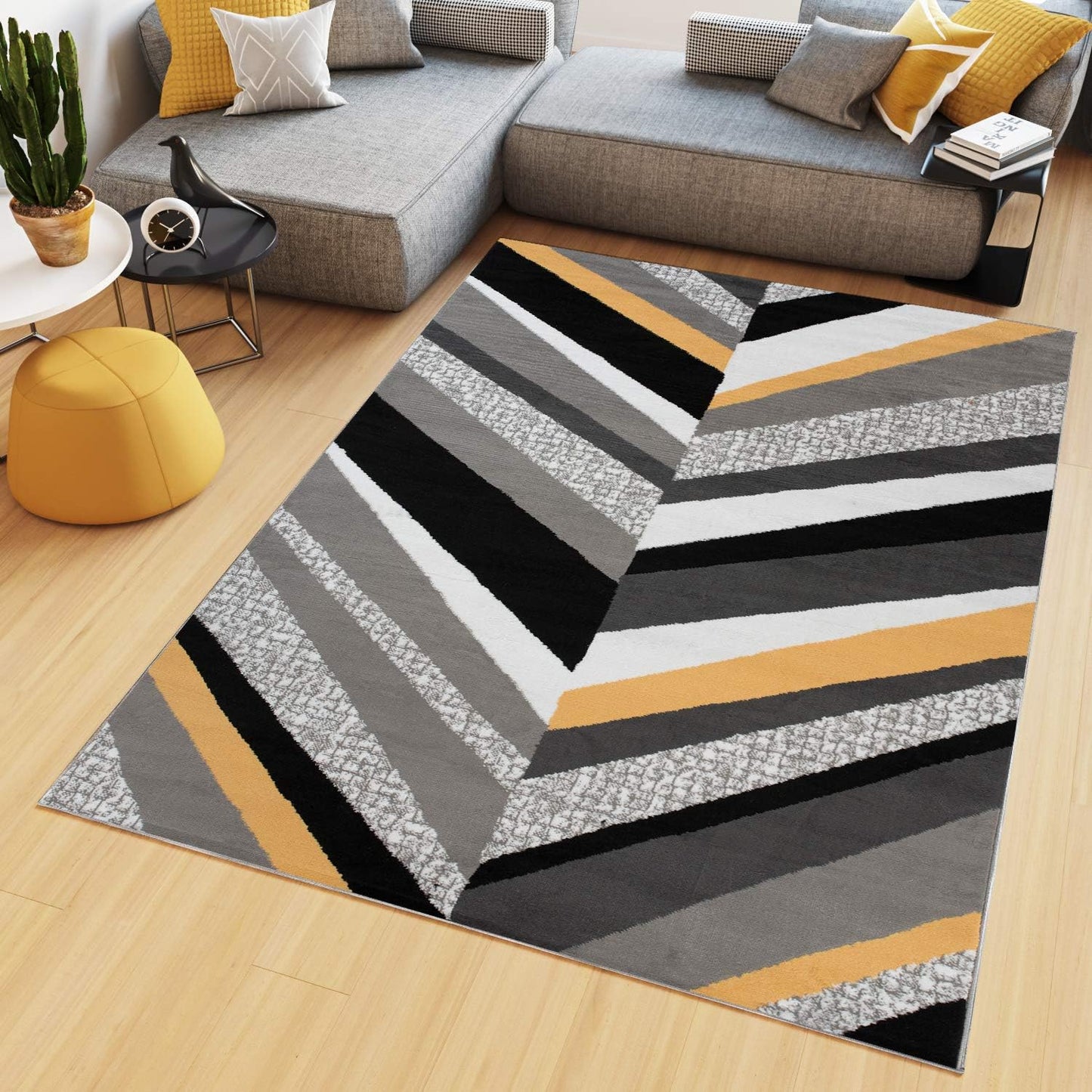 TAPISO Maya Kollektion Teppich Kurzflor Modern Grau Weiß Dunkelgrau Schwarz Blau Meliert Figuren Design Wohnzimmer Schlafzimmer Jugendzimmer ÖKOTEX 120 x 170 cm