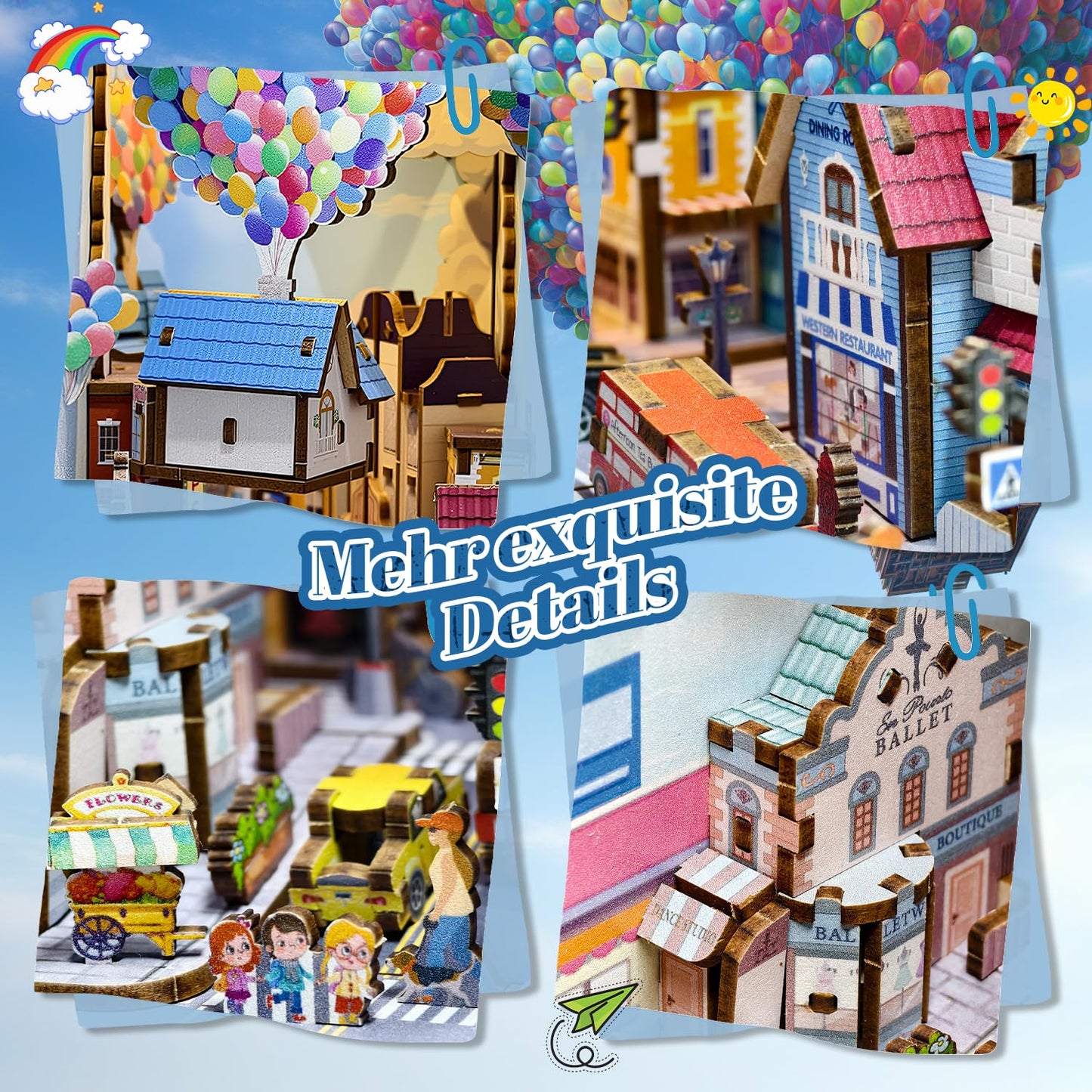 Book Nook Japan, Sakura Straße Booknook Japanischer Kit, 293PCS DIY Miniature House mit Licht, 3D Puzzle für Erwachsene und Heranwachsende, Japanische Deko Holzpuzzle Erwachsene Bücherregaldekoration