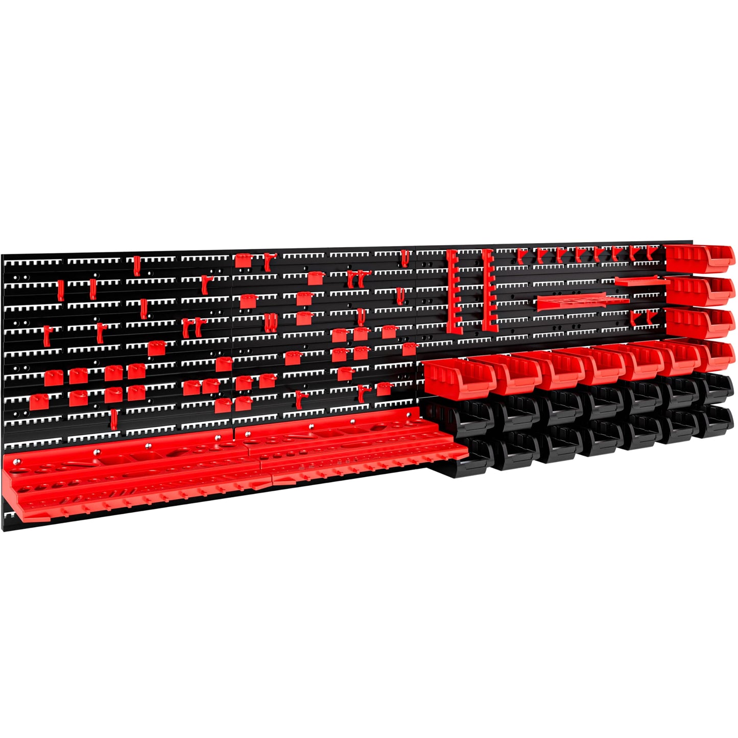 Deuba® Wall Shelf + Stacking Boxes - Extra Strong Wall Panels - Extendable Workshop Shelving