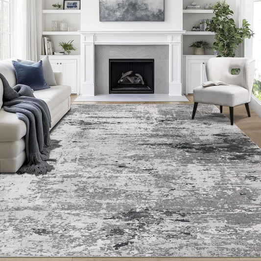 Cekene Washable Area Rugs for Living Room Large 160 x 230 cm Taupe Ultra Thin Bedroom Rugs Non-Slip Modern Abstract Floor Rug for Dining Room Kitchen Office