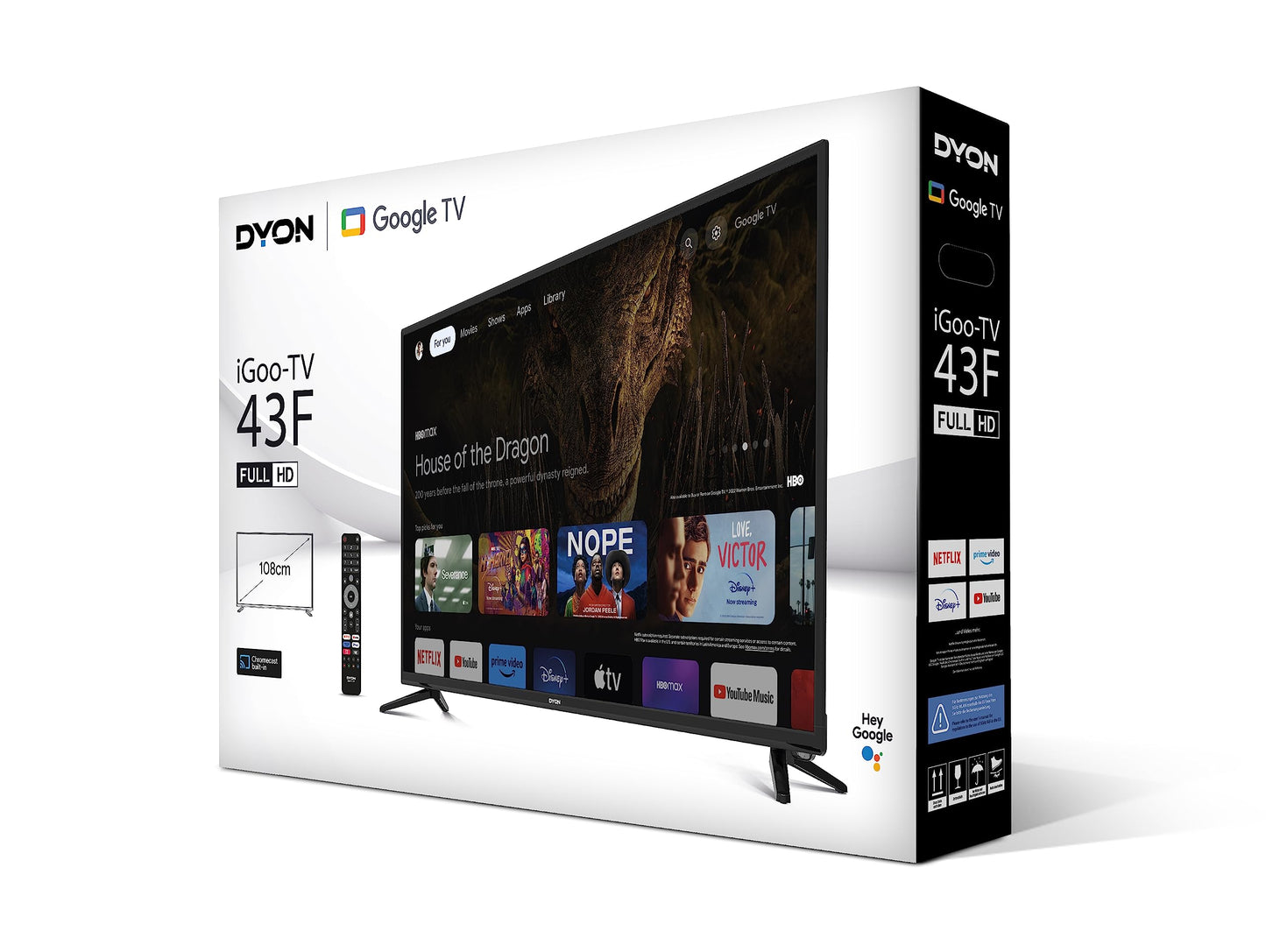 DYON iGoo-TV 50U-2 - 50 Inch (126 cm) 4K Ultra HD Smart TV with Google TV, HDR10, Triple Tuner (DVB-S2/C/T2), WiFi, Bluetooth, Google Assistant, Netflix, Prime Video, [2025 Model]