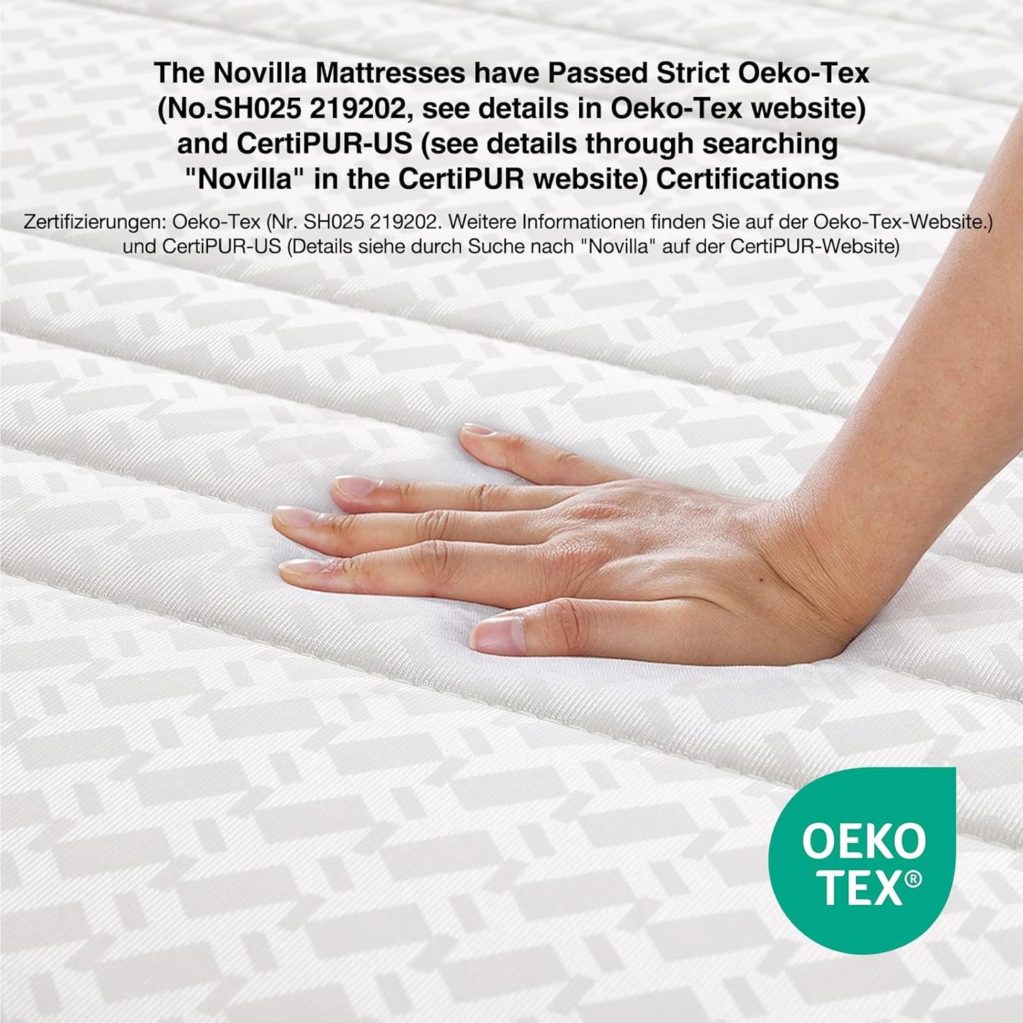 Novilla Mattress H3/H4 7-Zone Cold Foam Mattress, 140 x 200 cm, Various Sizes and Heights, Breathable Cover Washable at 60 °C, Oeko-Tex & CertiPUR-US Certified, Rolled Mattress, 18 cm