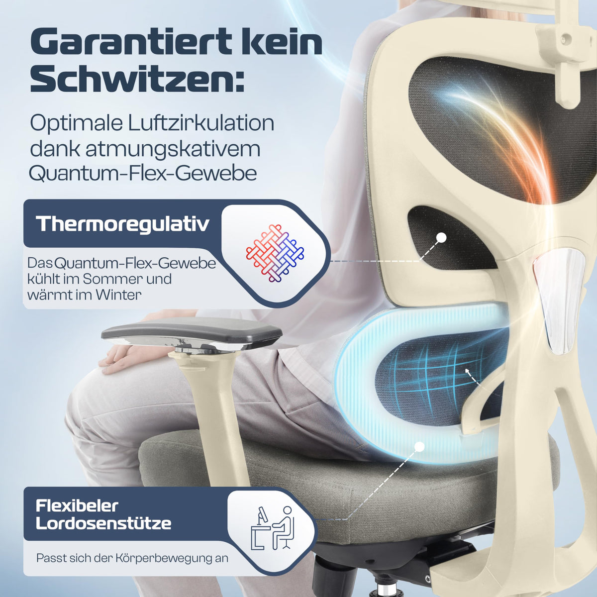 CLOUVOU BrightSeat Ergonomic Office Chair [Test Winner] Desk Chair 100% Individually Adjustable Office Chair & Gaming Chair Computer Chair Home Office Chair Ergonomic Swivel Chair 150 kg