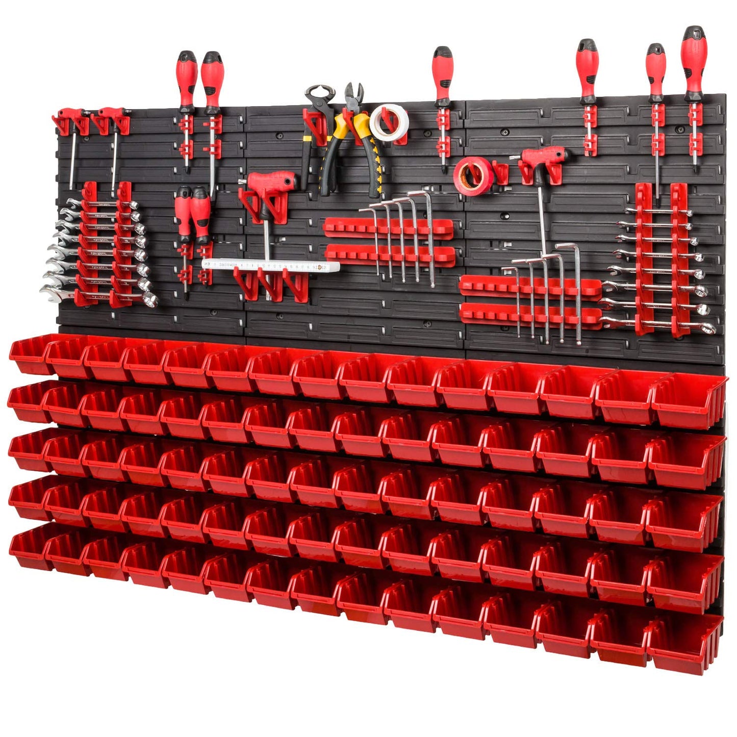 Storage System, 780 x 1152 mm, Stacking Boxes, Wall Shelf, 20 Holders, Storage Boxes, 44 Boxes, 5 Compartments