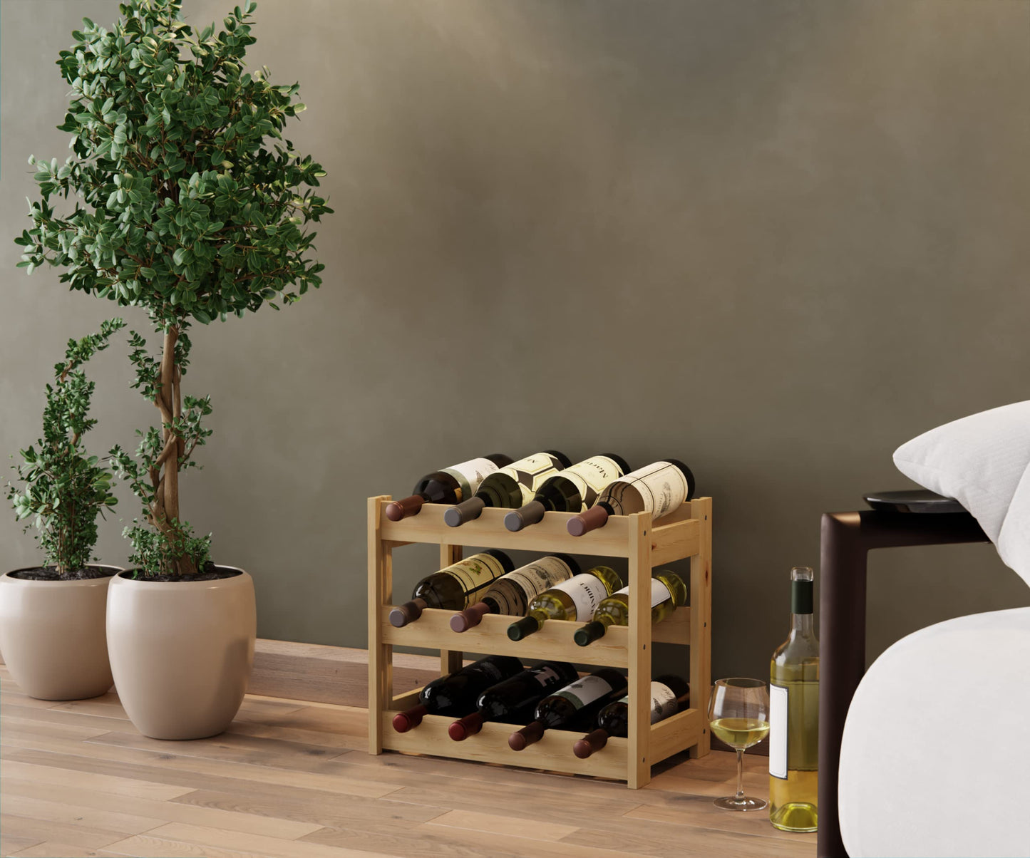 Lenmar, Wooden Wine Rack for Bottles, Natural, RW-1, Wine, Bottle Rack, Cellar Rack, Shelves, Bottle Holder (Natural, RW-1-42, 102 x 63 x 25, Brown, Holds 42 Bottles)