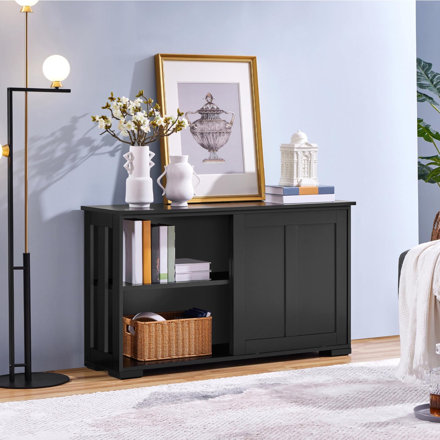 Yaheetech Kitchen Cabinet Storage Cabinet with Storage Space and Sliding Doors Console Table Sideboard Wooden Kitchen Chest of Drawers Freestanding Cabinet Buffet Cabinet Side Cabinet Kitchen