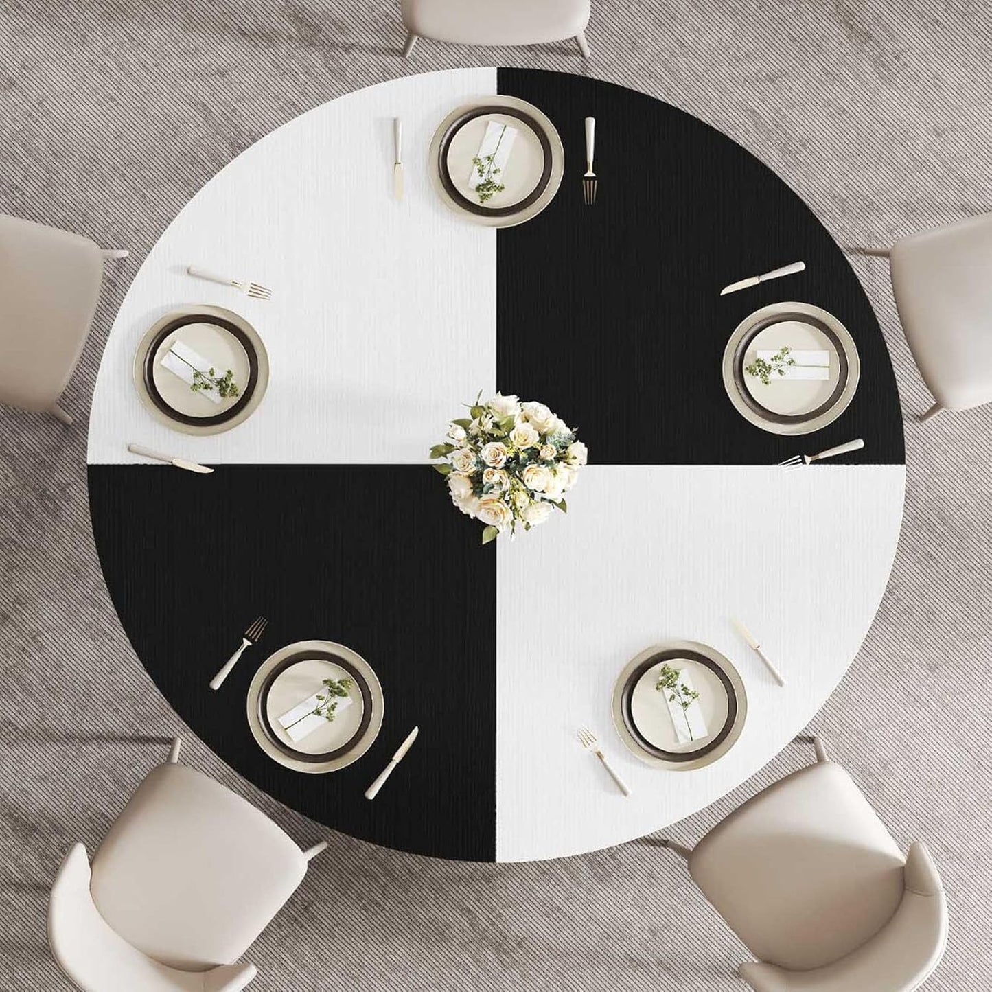 LVB White Round Faux Marble Round Dining Table Kitchen Table for 4-6 People Mid-Century Pedestal Dining Table Side Table Coffee Table Office Living Room White Marble 130cm