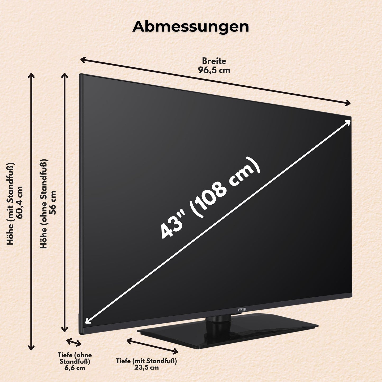 Vestel Fernseher 50 Zoll Smart TV Powered by TiVo, 4K UHD Fernseher mit Dolby Vision HDR, Dolby Atmos und integriertem Triple-Tuner, LED TV 50UT9740 schwarz