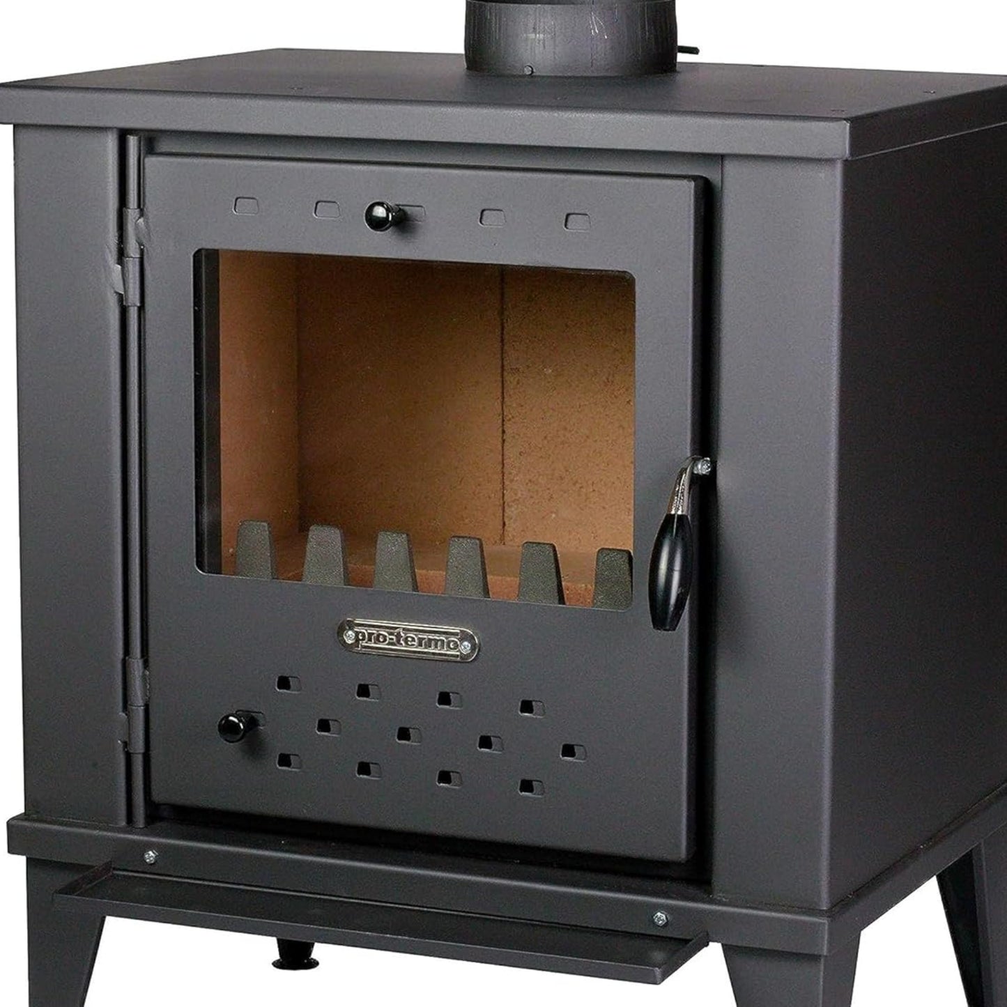 ProTermo Fenix Fireplace Anthracite 12.2 kW Heating Capacity 62 x 44 x 73 cm Wood Stove with Fireclay Stones - Type 2