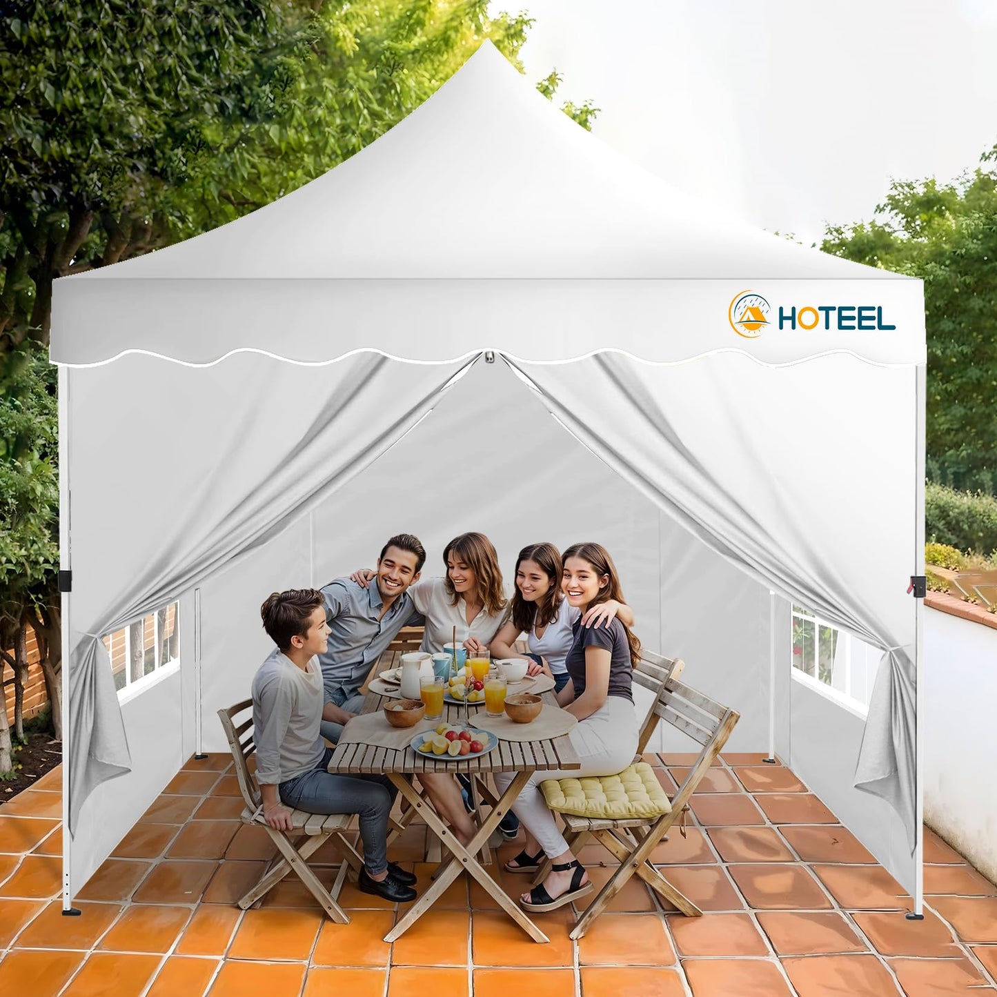 HOTEEL Gazebo 3 x 6 Waterproof Stable with 6 Removable Side Walls, Wave Hem Roof Party Tent 3 x 6 with Wheel Bag and 4 Sand Bags, Folding Gazebo 3 x 6 Parasol for Wedding Market (Grey)
