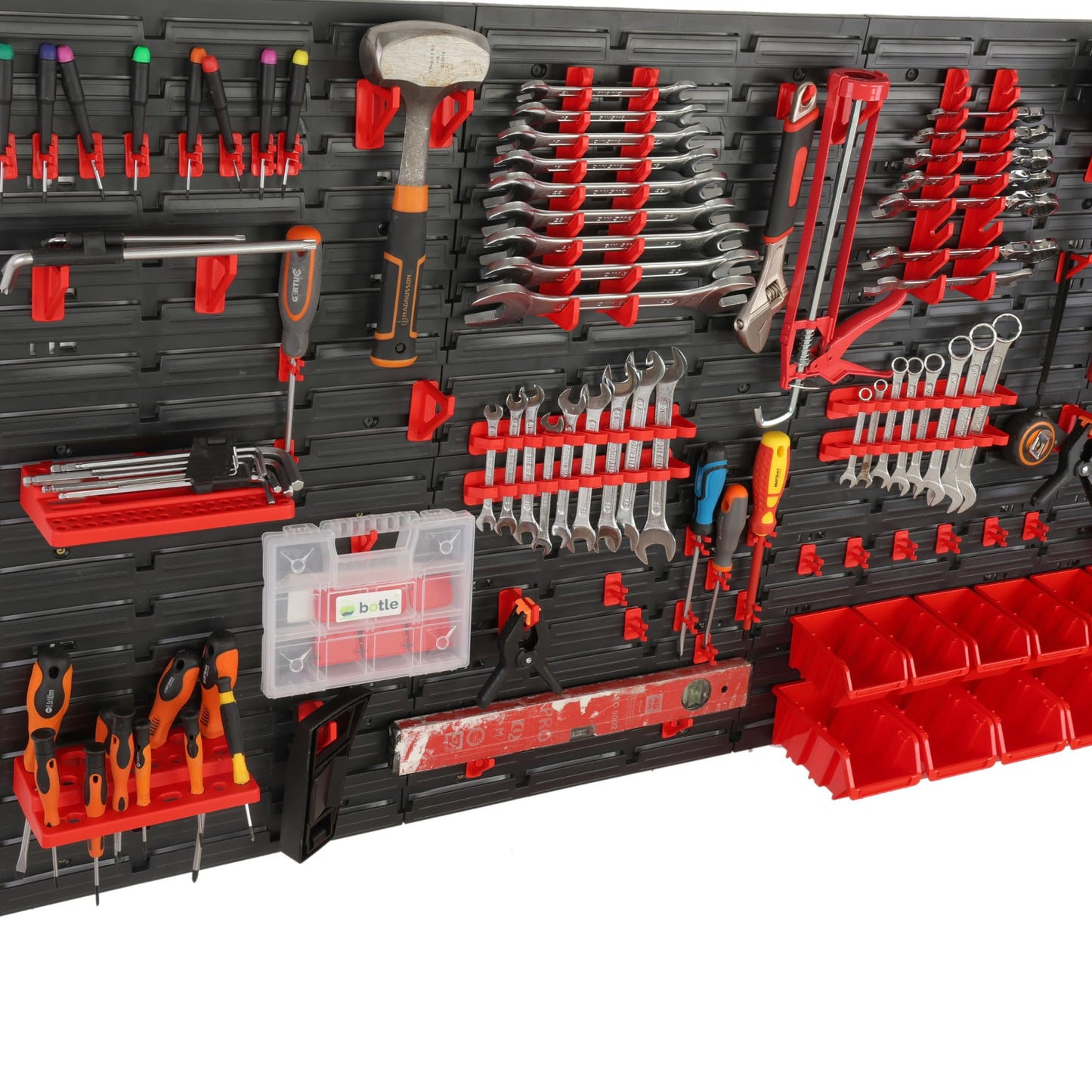 31-Piece Stacking Boxes Tool Wall 156 x 78 cm Set Tool Holder Wall Shelf Workshop Shelving Storage System Storage Box Extra Strong Wall Plates Shelf Expandable Storage Rack