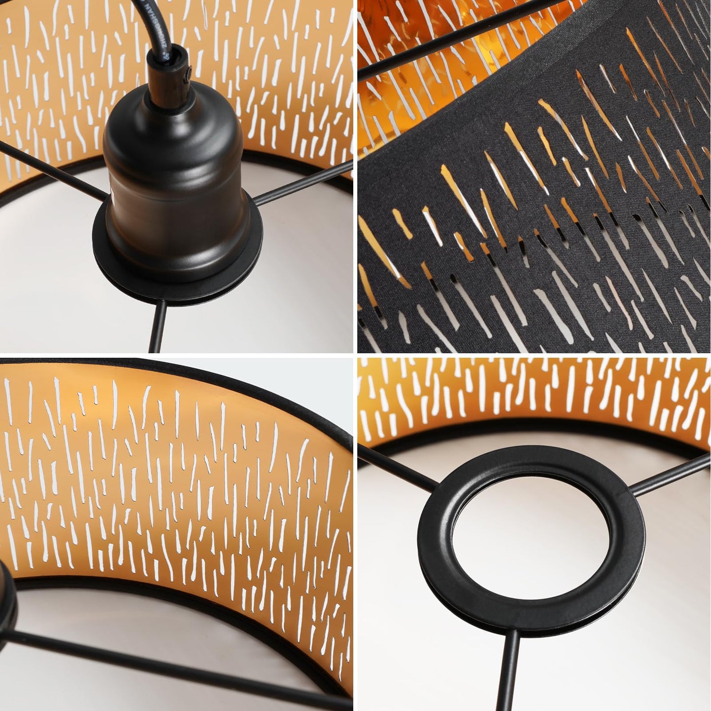 FRIDEKO HOME Moderne Deckenlampe Schwarz,Durchbrochener Rund Ø30cm Deckenleuchte E27 One Flammige Stoff Lampenschirm Lampe für Schlafzimmer Wohnzimmer Küche Flur