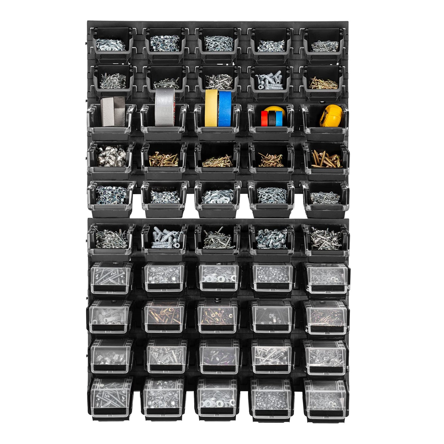 KADAX Workshop Wall Shelf, 58 x 78 cm Storage System Made of Robust Plastic, UV-Resistant Workshop Shelf, Expandable Wall Plates, Shed Rack for Garage (Black, 50 Pieces v2)