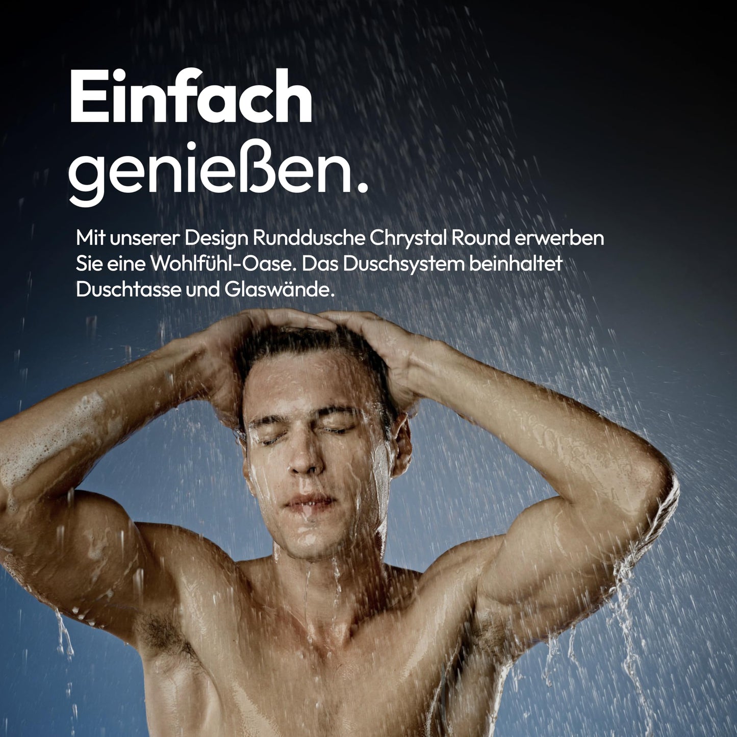 MARWELL Shower Cubicle Crystal Round Shower Complete Set Radius 55 cm and 4 mm Thick Tempered Safety Glass, Glass Shower with Aluminium Profiles in Silver Satin Matt