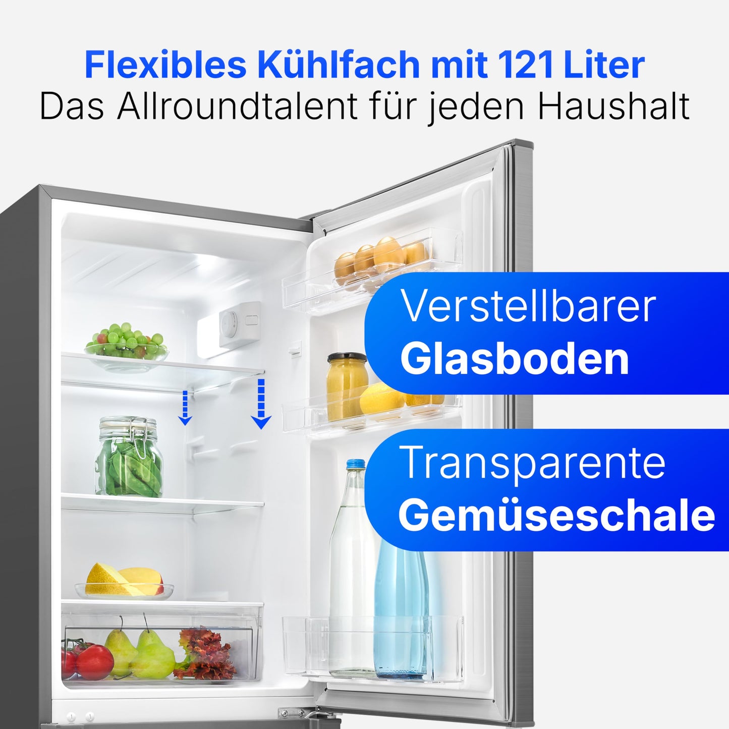 Bomann® Fridge with Freezer | Energy Class C | 143 cm | Cool Freezer Combination Quiet 40 dB | 3 Shelves & 2 Drawers | Door Hinge Interchangeable | 173 L Fridge Freezer Combination | KG 7359 Black