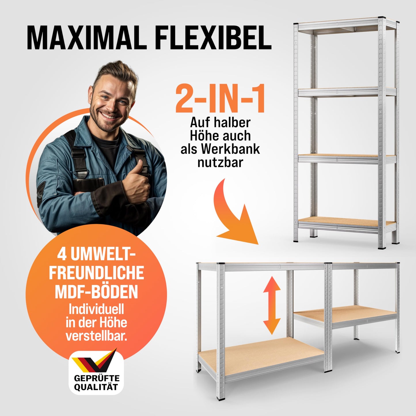 Monzana® Heavy Duty Shelving Unit 160 x 90 x 40 cm 700 kg 4 MDF Shelving Unit Storage Shelving Basement Shelving Workshop Shelving Unit