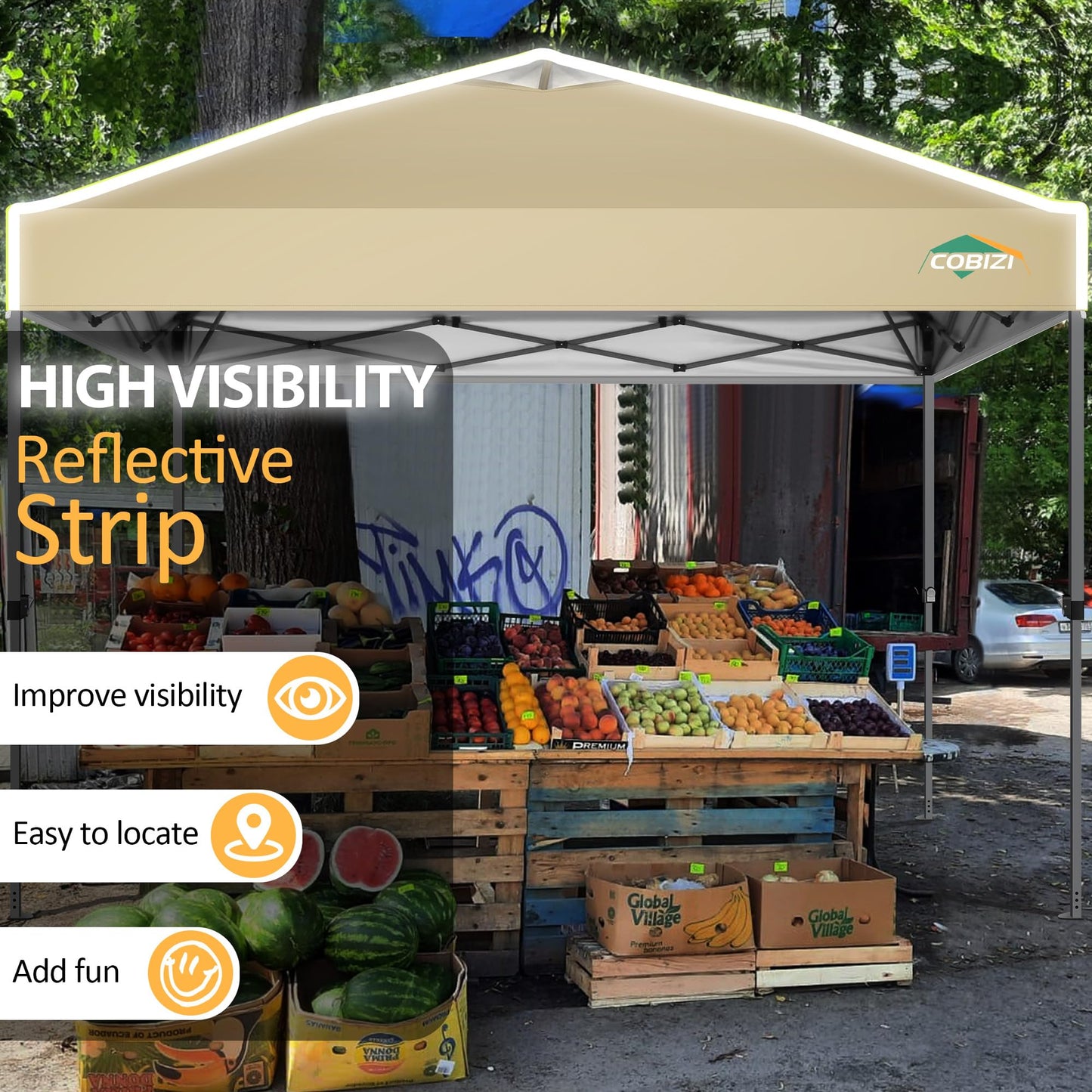 COBIZI Folding Gazebo Gazebo 3 x 6 Waterproof Winterproof Garden Gazebo Party Tent Pop Up Gazebo Foldable Tent with 6 Side Waves with Ventilation Openings, Sandbag for Market, Outdoor Event, Black