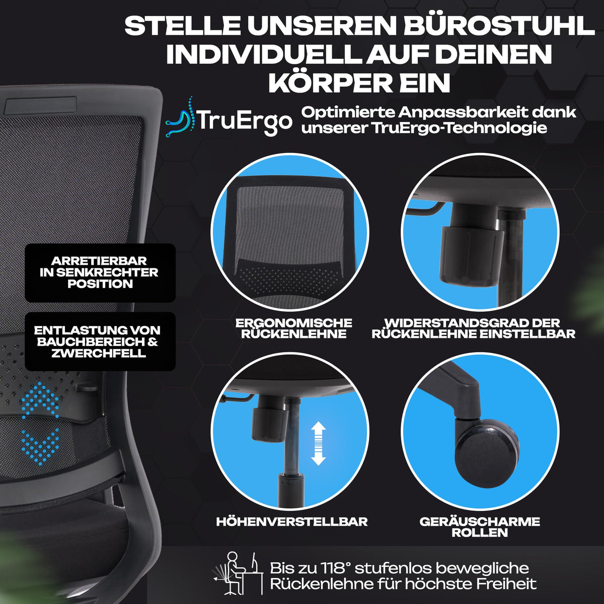 M2 Ergonomic Office Chair, Test Winner with Adjustable Armrest without Headrest for Maximum Freedom of Movement, Back-Friendly, Comfortable Desk Chair for Office and Home Office Chair