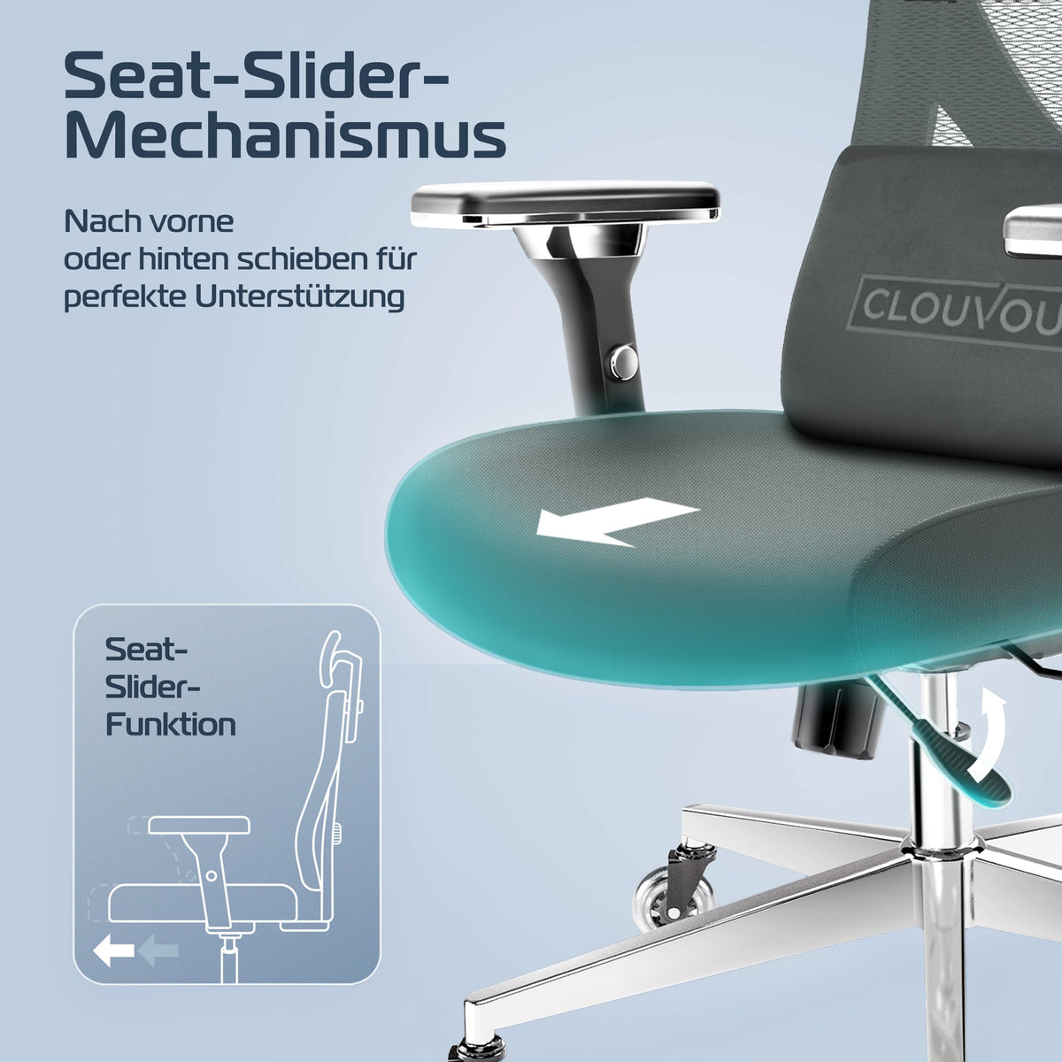 CLOUVOU BrightSeat Ergonomic Office Chair [Test Winner] Desk Chair 100% Individually Adjustable Office Chair & Gaming Chair Computer Chair Home Office Chair Ergonomic Swivel Chair 150 kg