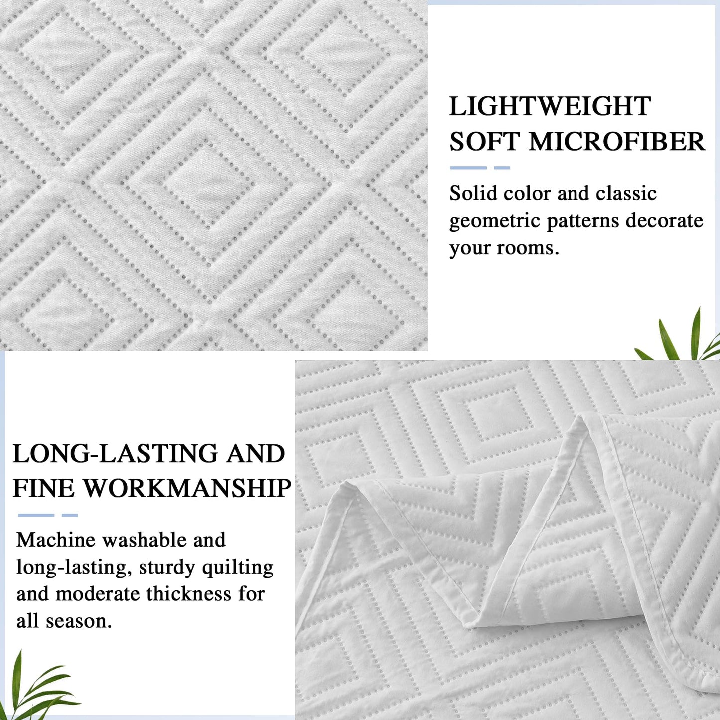 Qucover Tagesdecke Bettüberwurf 220x240cm Grün, Bedspreads aus Mikrofaser, Bettüberwuf Set mit 2 Kissenbezügen 50x75cm,Steppdecke bei 3D-Ultraschal genäht, Sofaüberwurf Bettüberwurf Überwurfdecke