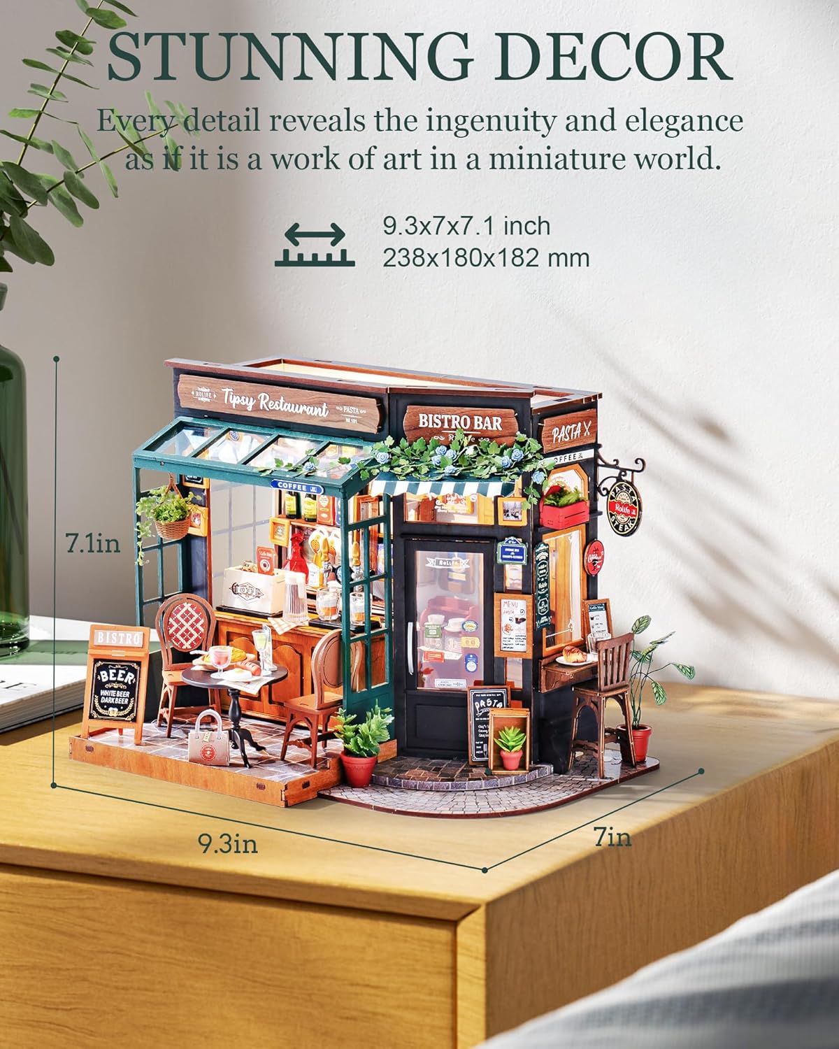 Rolife Miniatur Haus Selber Bauen Tipsy Restaurant - DIY Puppenhaus Tiny House Bausatz Mini Haus Home Desk Bücherregal Dekoration Idee