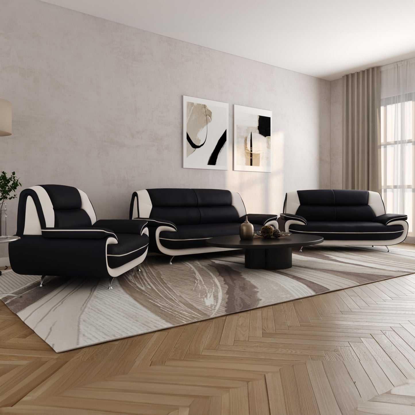 Sofa Set 3-2-1 for Living Room - Comfortable Couch Set with 3-Seater, 2-Seater & Armchair - Elegant Sofa Set with Fabric Cover - Without Sleep Function - Comfortable Padding - Modern Design