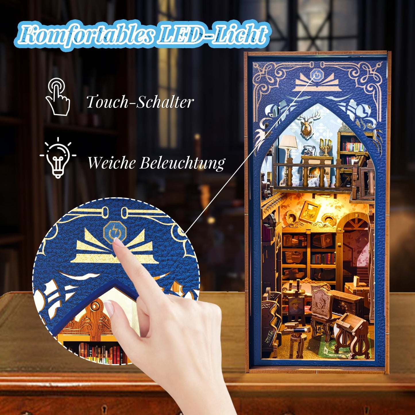 Book Nook Japan, Sakura Straße Booknook Japanischer Kit, 293PCS DIY Miniature House mit Licht, 3D Puzzle für Erwachsene und Heranwachsende, Japanische Deko Holzpuzzle Erwachsene Bücherregaldekoration