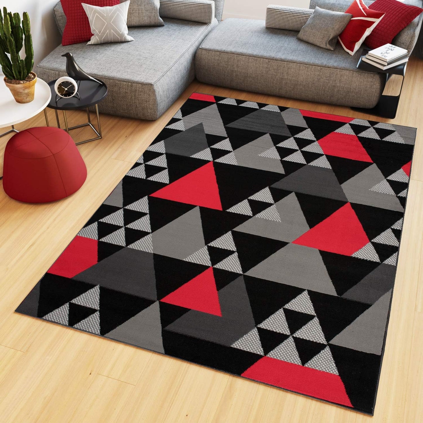 TAPISO Maya Kollektion Teppich Kurzflor Modern Grau Weiß Dunkelgrau Schwarz Blau Meliert Figuren Design Wohnzimmer Schlafzimmer Jugendzimmer ÖKOTEX 120 x 170 cm