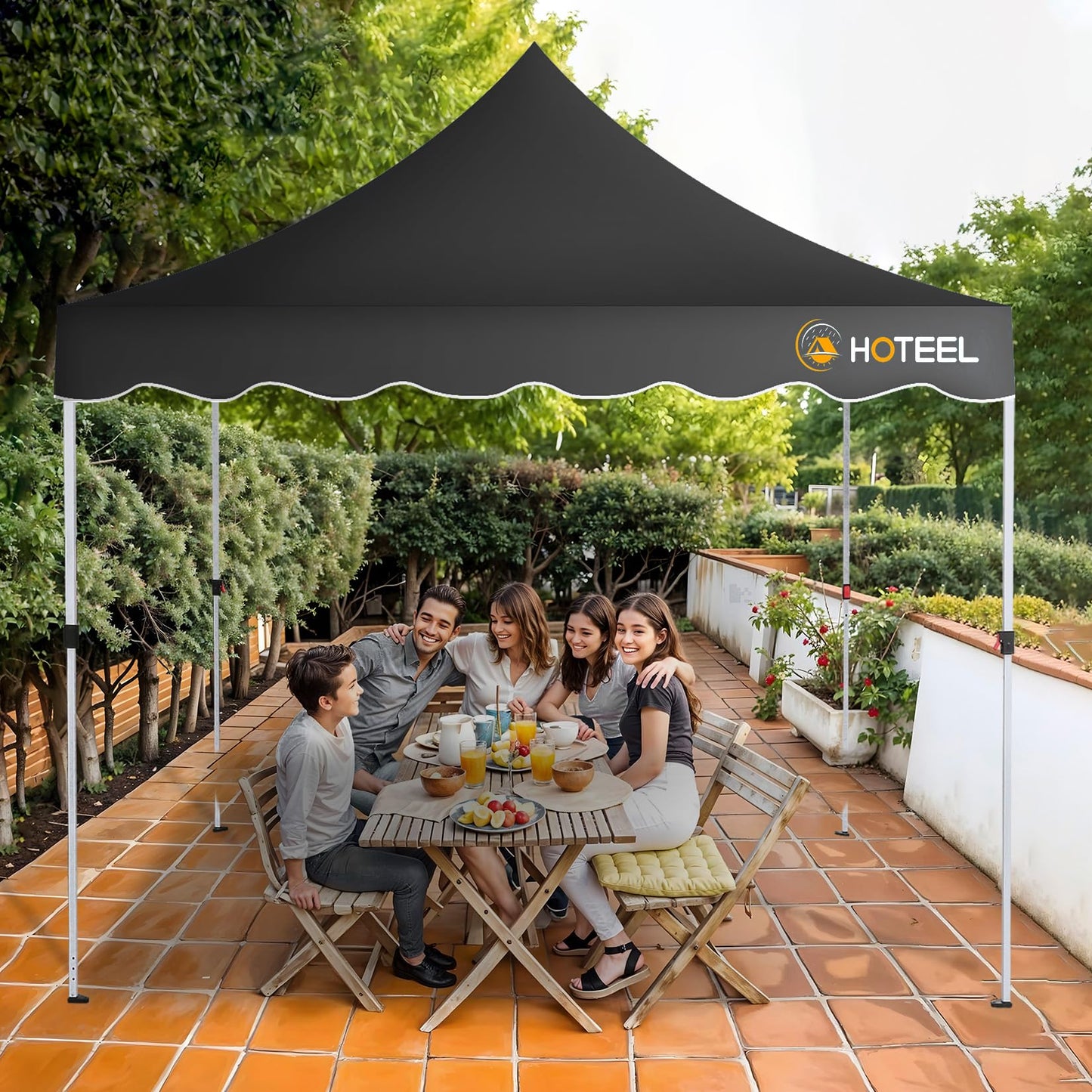 HOTEEL Gazebo 3 x 6 Waterproof Stable with 6 Removable Side Walls, Wave Hem Roof Party Tent 3 x 6 with Wheel Bag and 4 Sand Bags, Folding Gazebo 3 x 6 Parasol for Wedding Market (Grey)