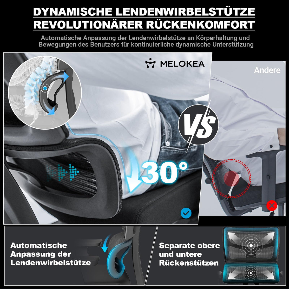MELOKEA Office Chair 200 kg Ergonomic XXL Wide and Large