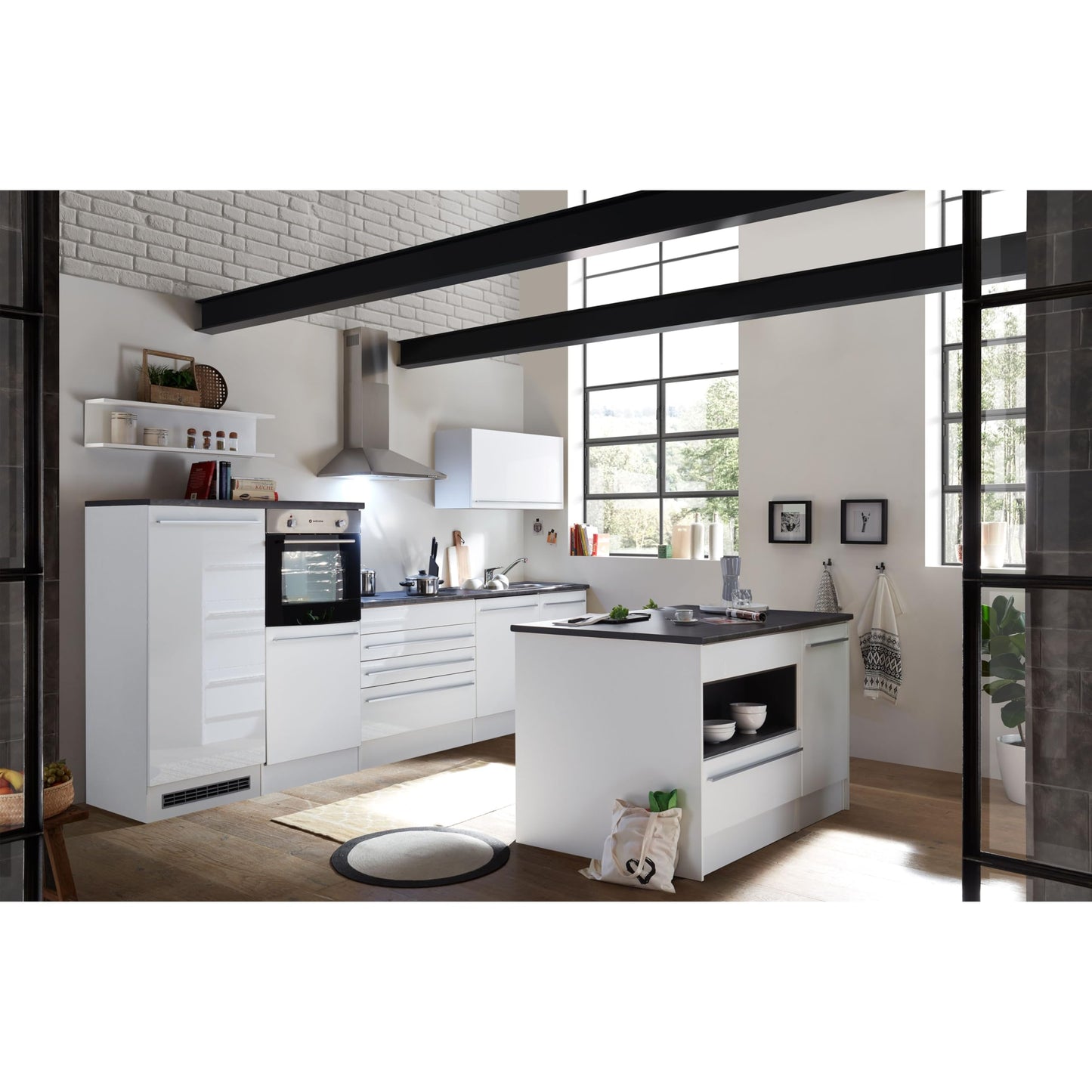 Jazz 84-129-18 Kitchen Unit without Appliances Approx. 320 x 200 x 60 cm Black