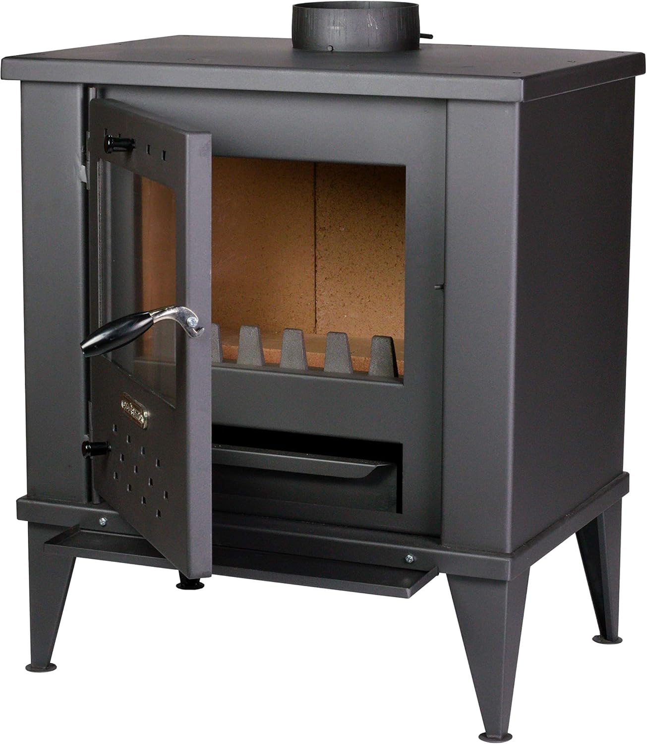 ProTermo Fenix Fireplace Anthracite 12.2 kW Heating Capacity 62 x 44 x 73 cm Wood Stove with Fireclay Stones - Type 2