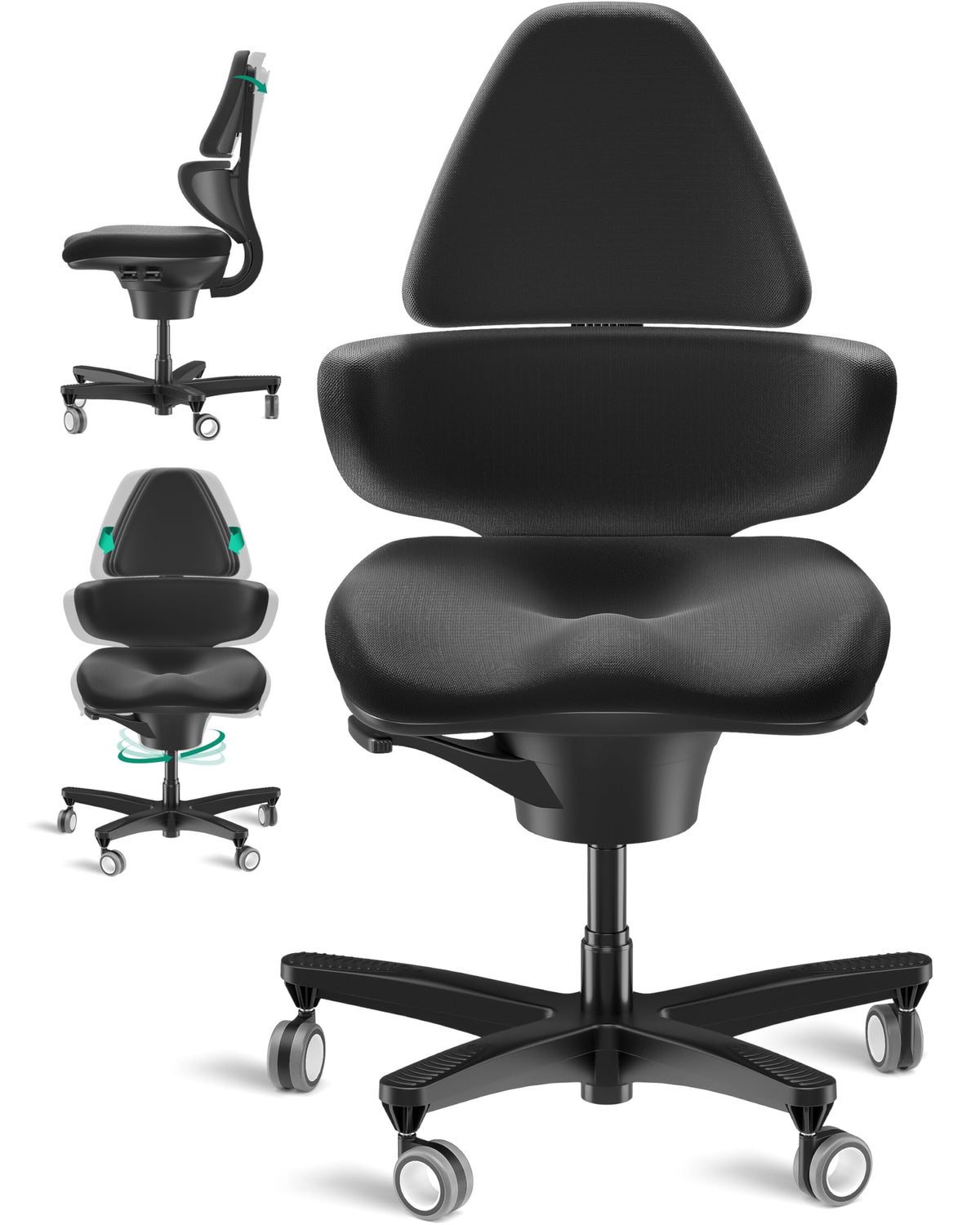 CoreChair Elite (Shaped Knit) Office Chair, Ergonomic Office Chair with up to 150 kg Load Capacity, Orthopaedic Desk Chair with 360° Mobility, Pelvic Support & Backrest. (Clay Grey)