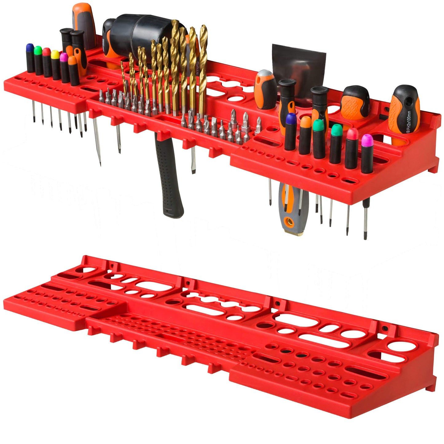 Storage System Wall Shelf 230 x 78 cm, Tool Holders, 46 Pieces Stacking Boxes, Storage Shelves, Storage Boxes, Extra-Strong Wall Shelves, Expandable Workshop Shelving, Workshop Shelves