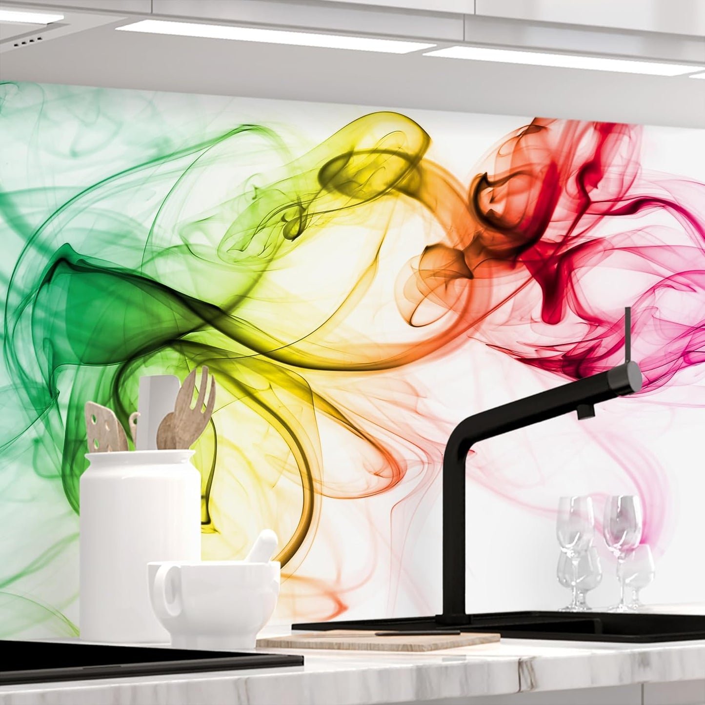 StickerProfis Kitchen Backsplash, Self-Adhesive, 1.5 mm, Stiffened, for All Surfaces, Hard PET (polyethylene terephthalate) Material