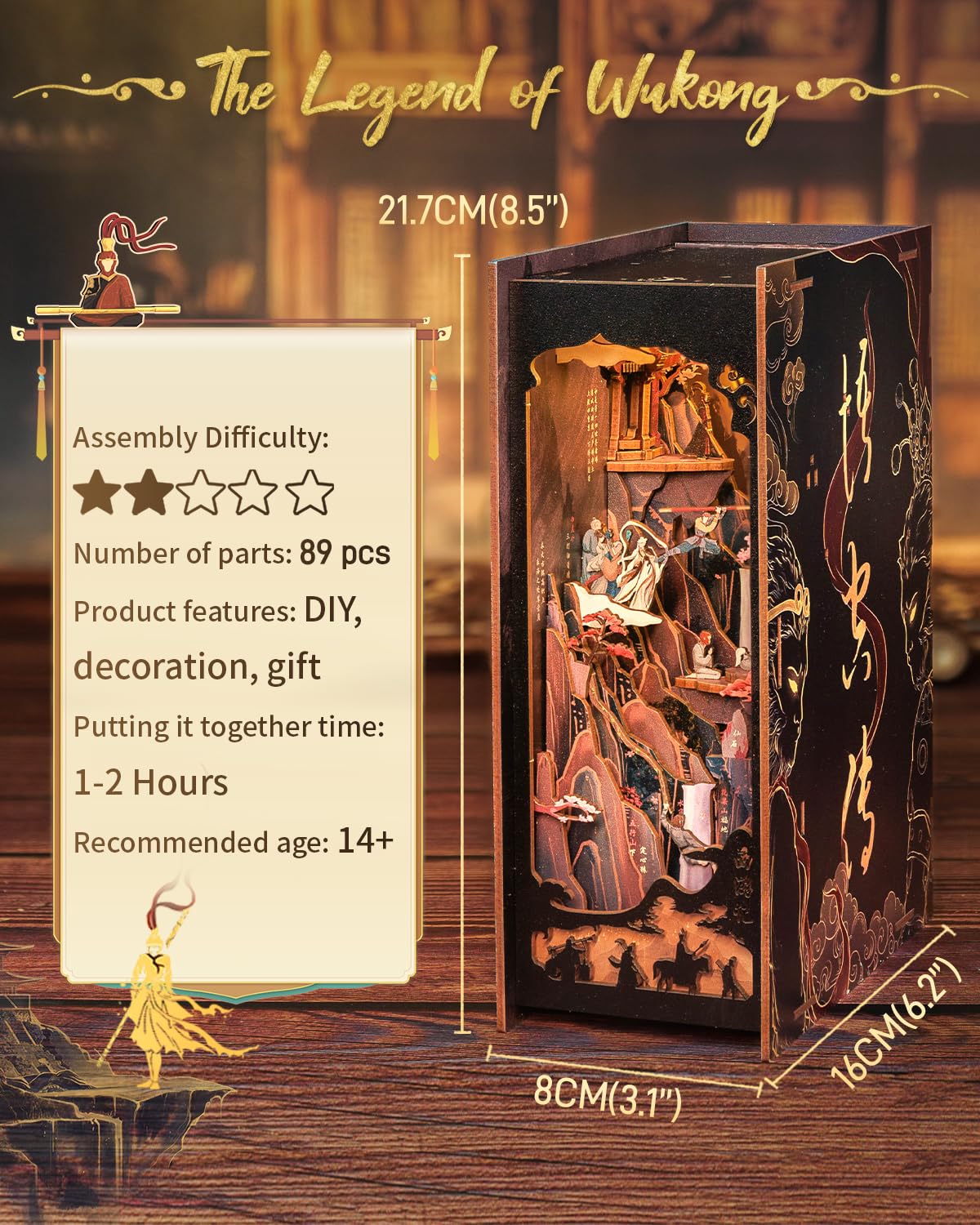 CUTEBEE Book Nook Kit – DIY Puppenhaus Häuser, Miniatur Haus Selber Bauen für Erwachsene, 3D-Holzpuzzle & Buchstütze | Kreatives Set für Bücherregal Dekor | Geschenk,199 PCS (Champs-Élysées Florist)
