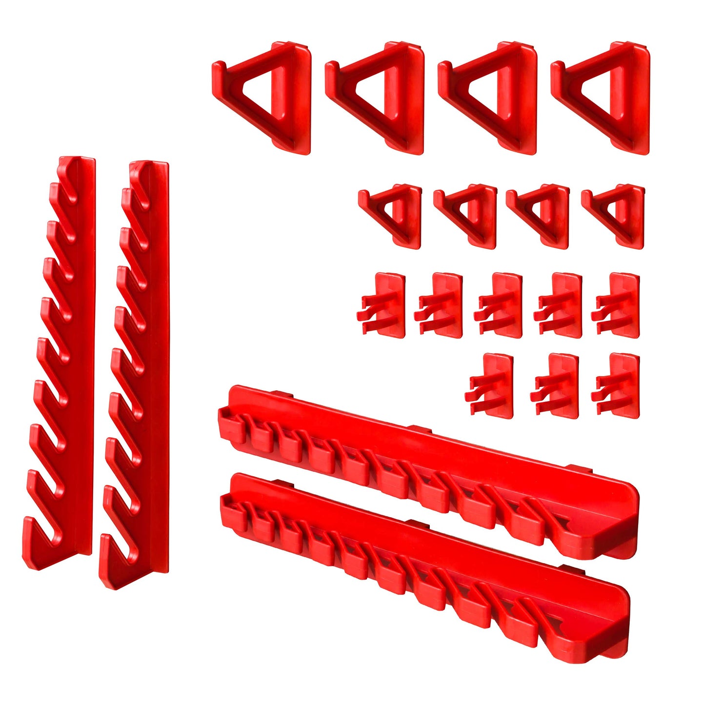 Storage System Wall Shelf 115 x 78 cm, Tool Holders, 23 Pieces Stacking Boxes Storage Boxes Extra Strong Wall Shelves Expandable Workshop Shelving Workshop Shelf
