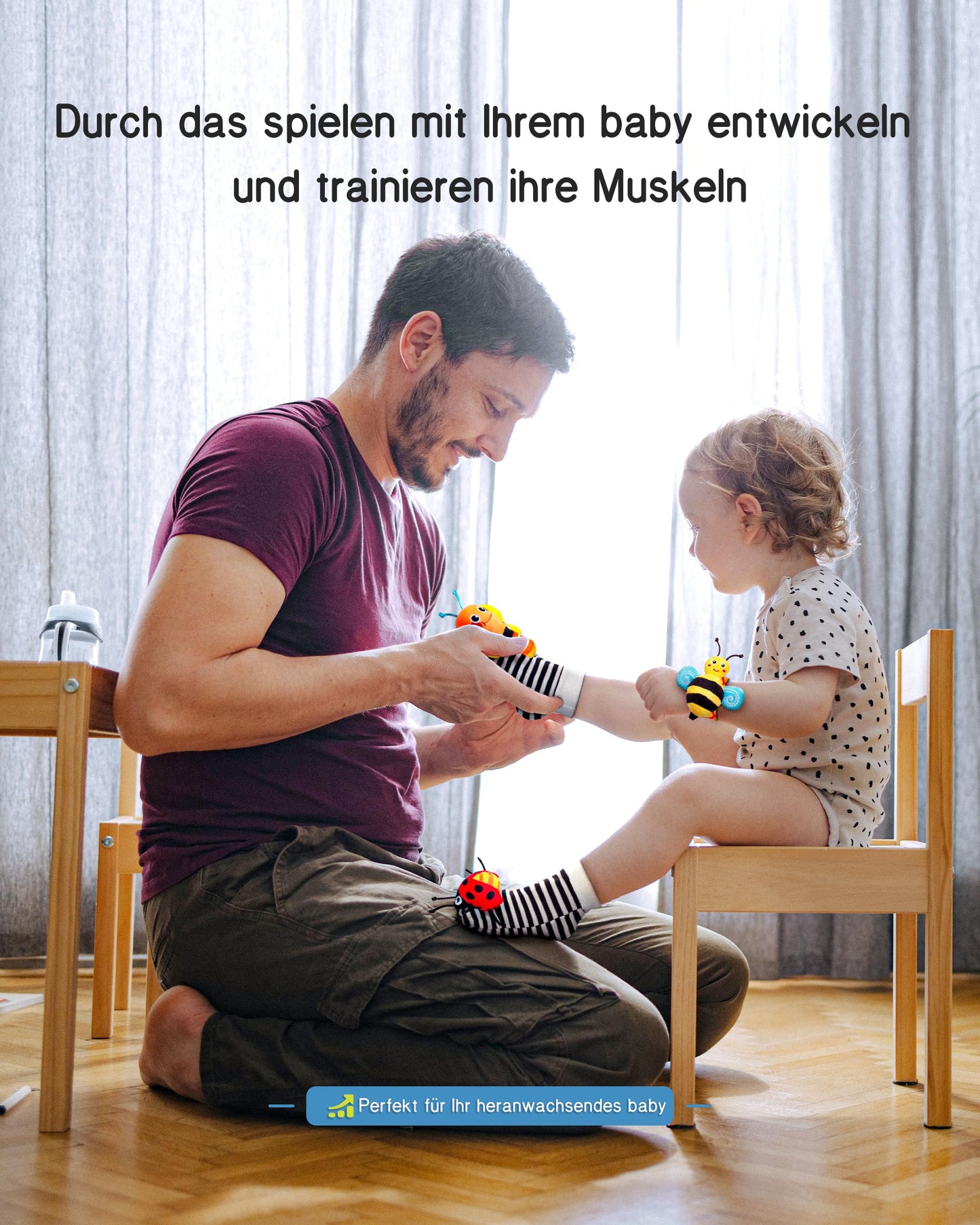 Infinno Wrist Rattle Socks and Foot Finder Baby Toy, Baby Toy, Educational Toy for Newborn Boys and Girls, 0-12 Months Baby Gifts for Baby Shower, Baby Birthday