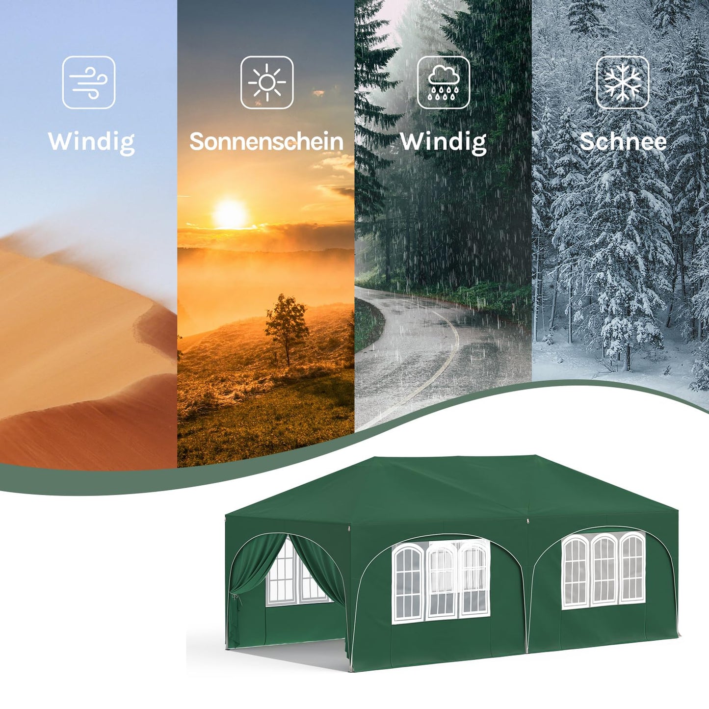 WOLTU Gazebo, Folding Gazebo, 3 x 6 m, with 6 Side Walls, Party Tent, Water-Repellent, UV Protection 50+, Height-Adjustable Garden Gazebo, with Carry Bag, for Outdoor Garden, Camping, Grey